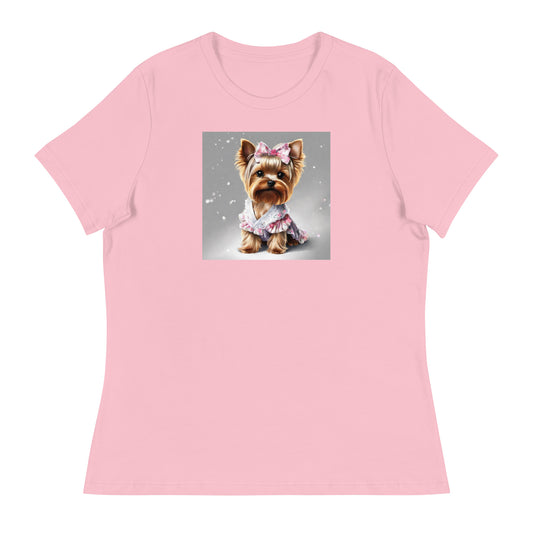 Yorkie Princess Women's Dog Lover T-Shirt Pink