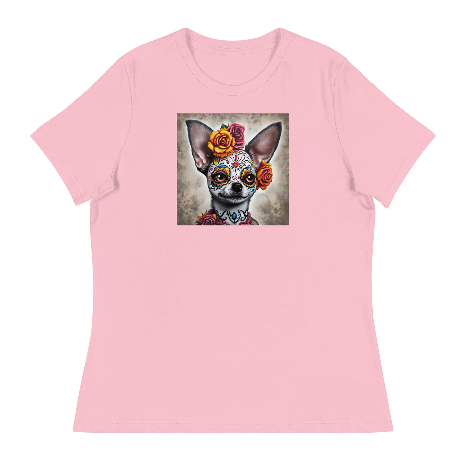 Day of the Dead Chihuahua Women's Dog Lover T-Shirt Pink