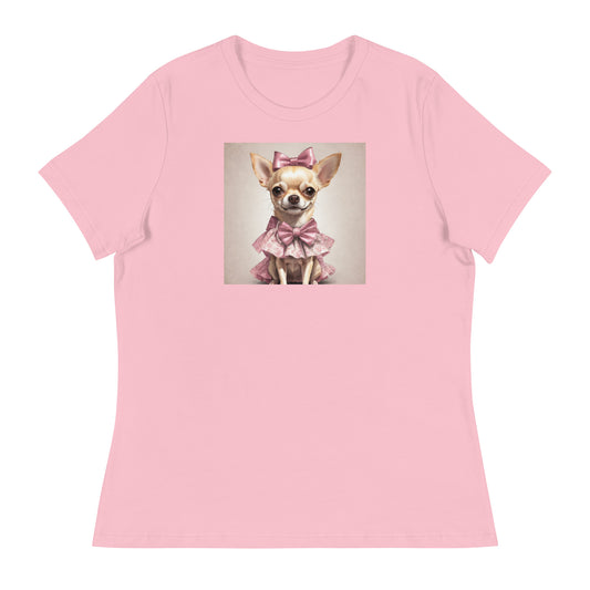 Chihuahua in Pink Dress Women's Dog Lover T-Shirt Pink