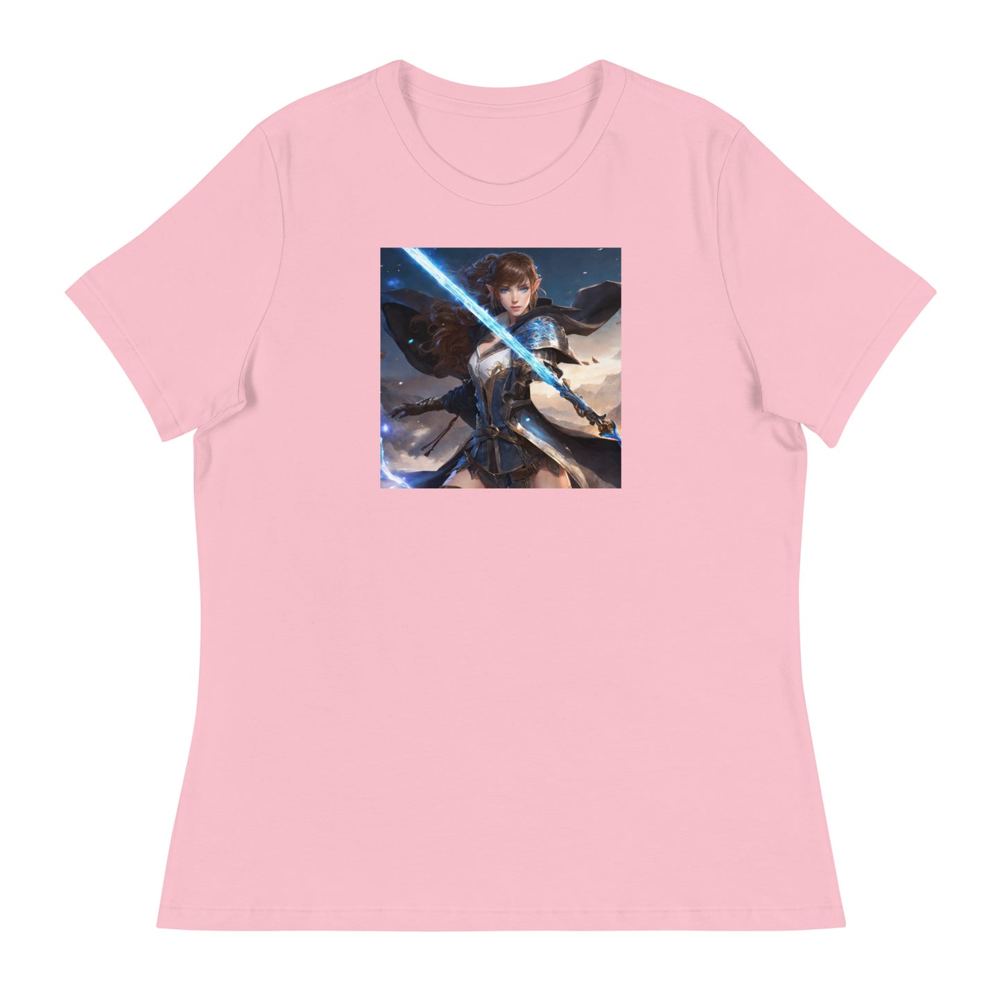 Elven Defender Women's Fantasy Anime T-Shirt Pink