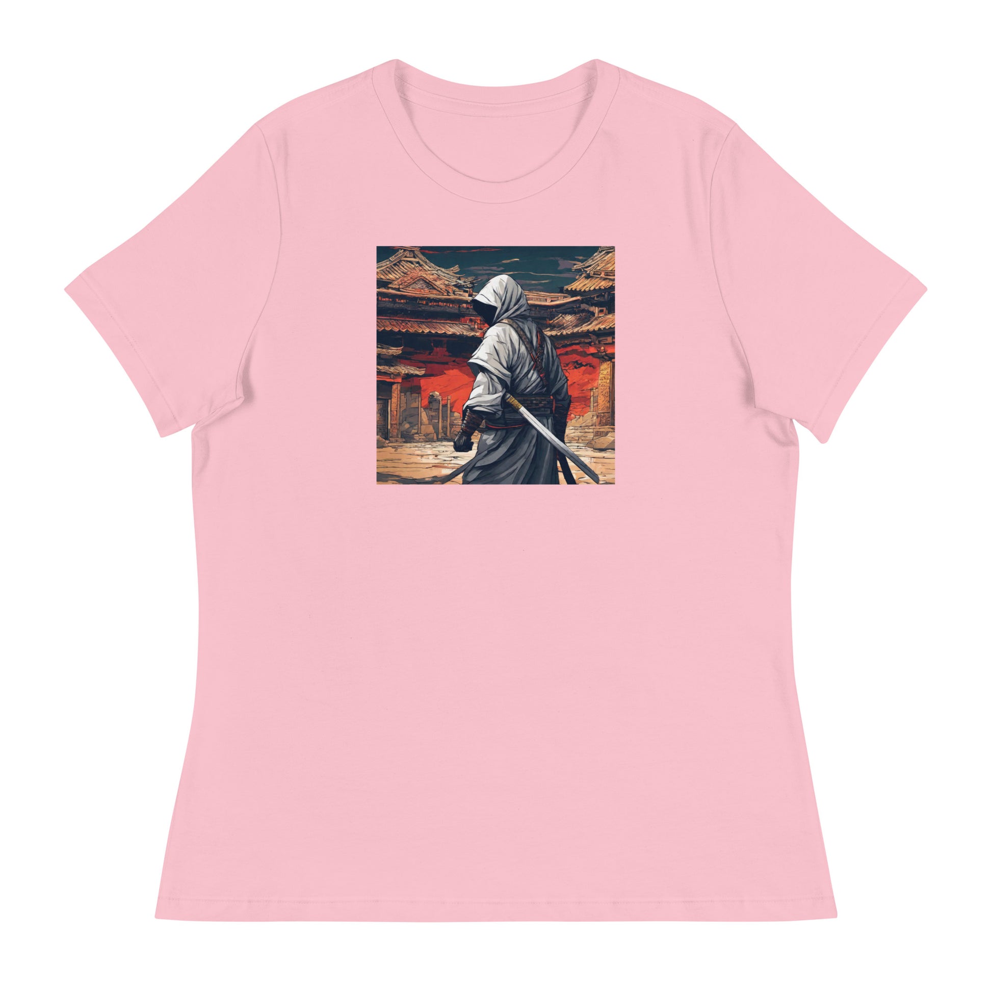 Shadowy Samurai Women's Anime T-Shirt Pink