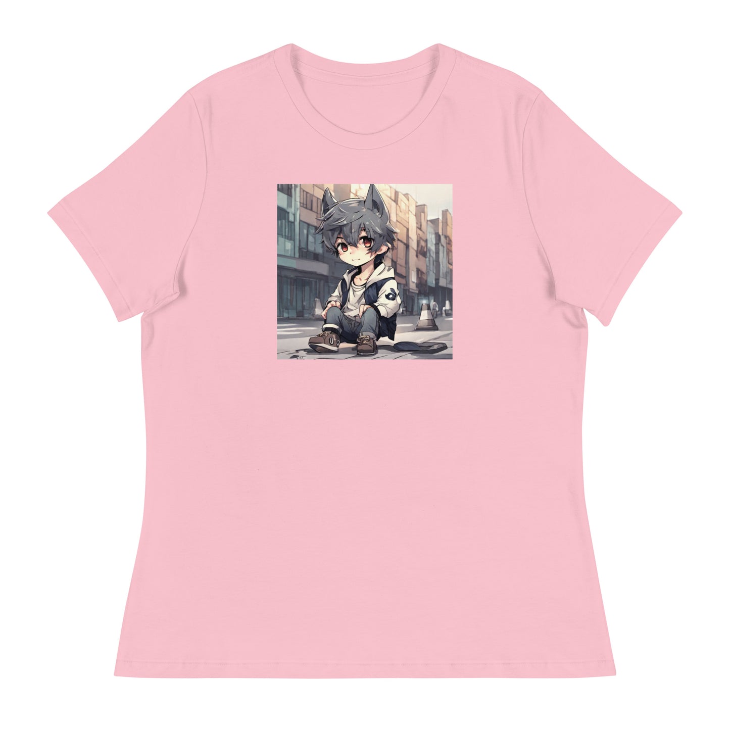 Wolf Spirit Women's Anime T-Shirt Pink