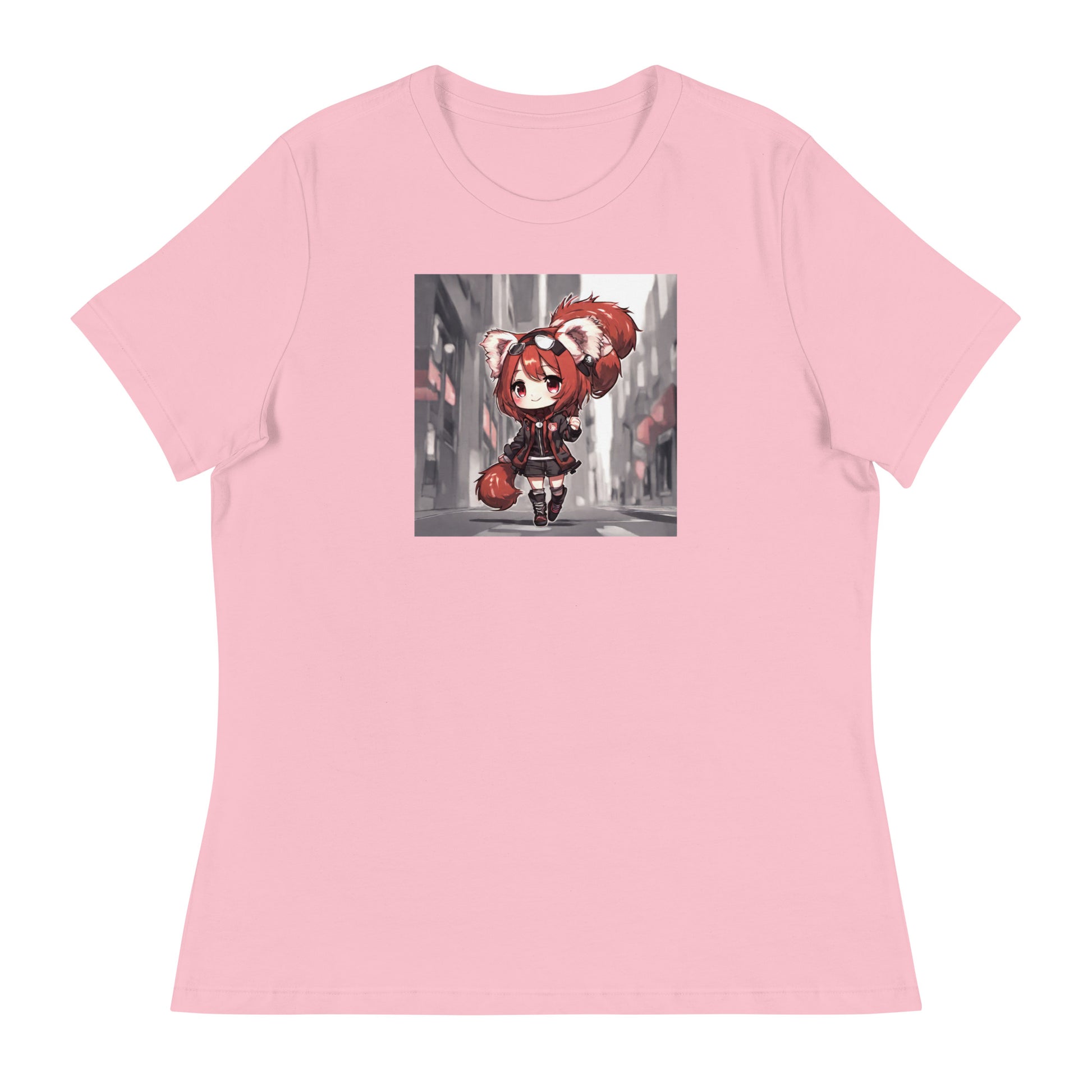 Red Panda Girl Women's Anime T-Shirt Pink