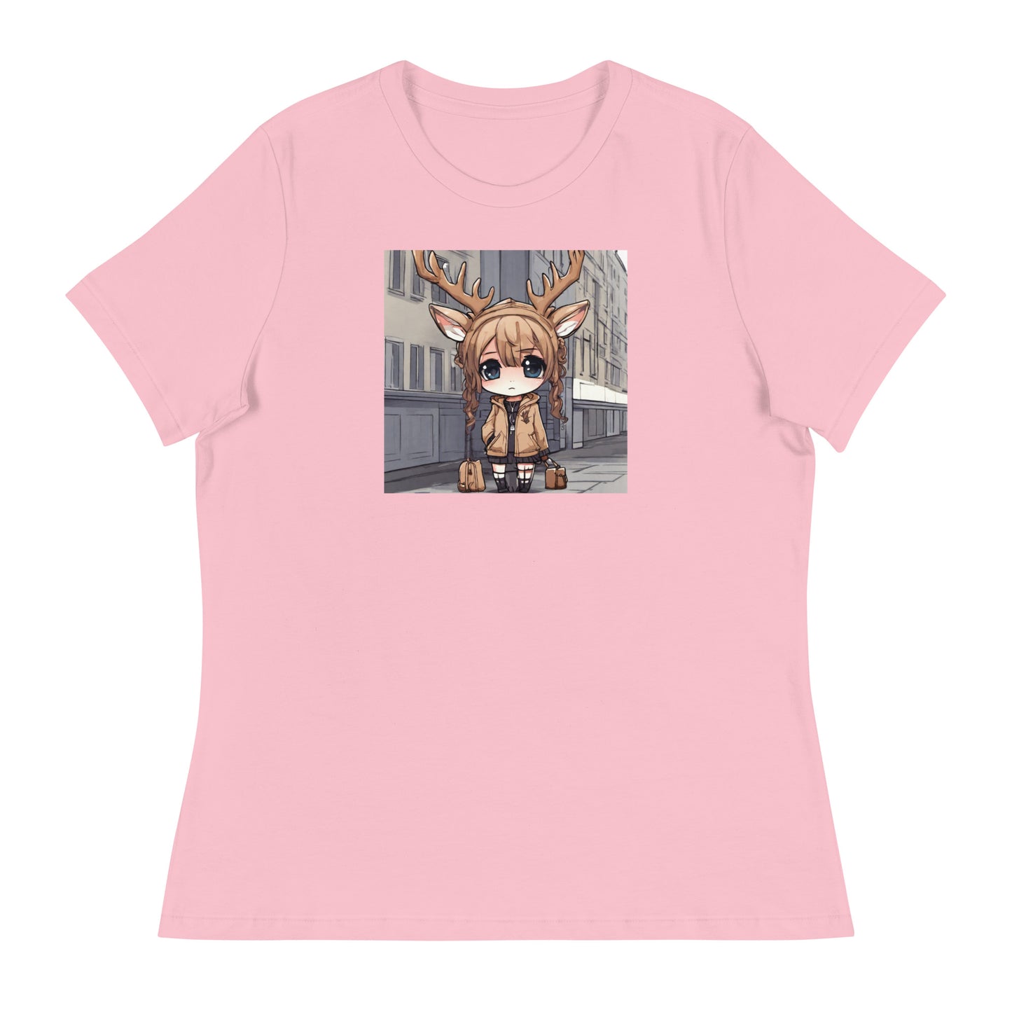 Spirit of the Deer Women's Anime T-Shirt Pink