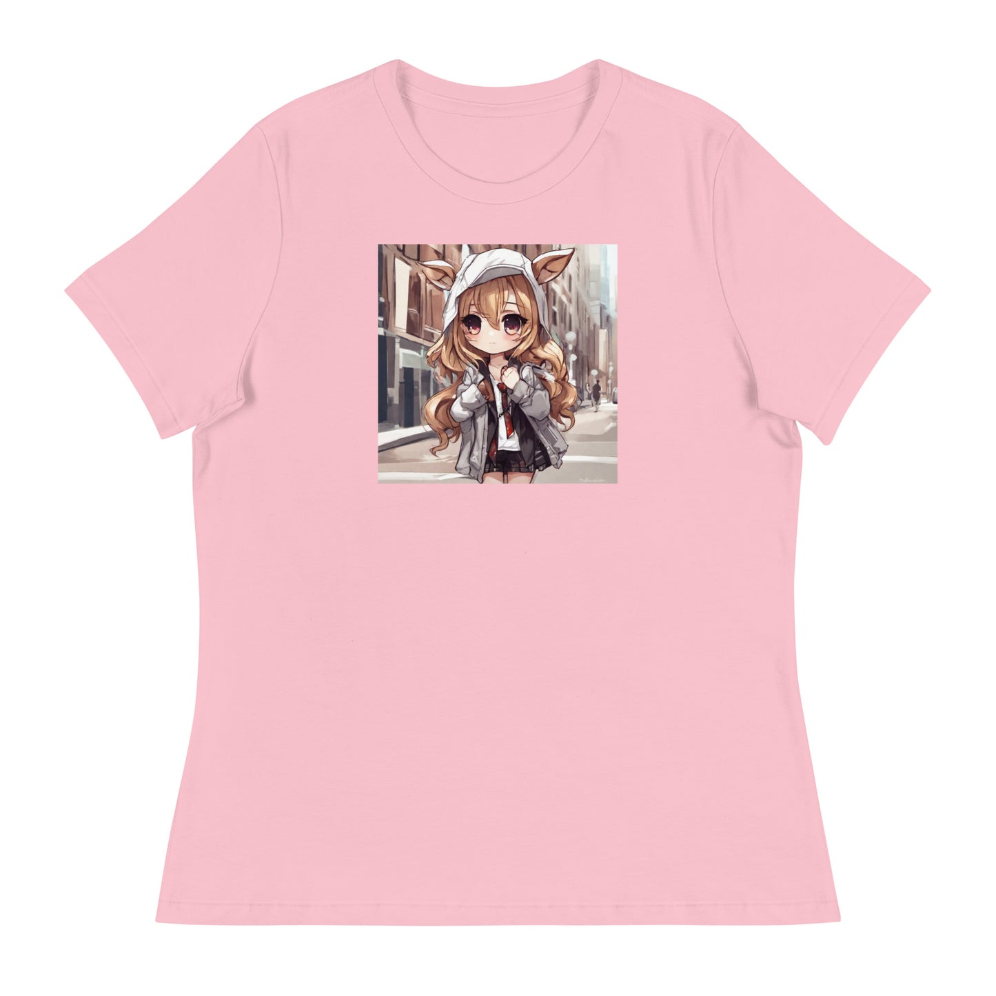 Deer Girl Women's Anime T-Shirt Pink