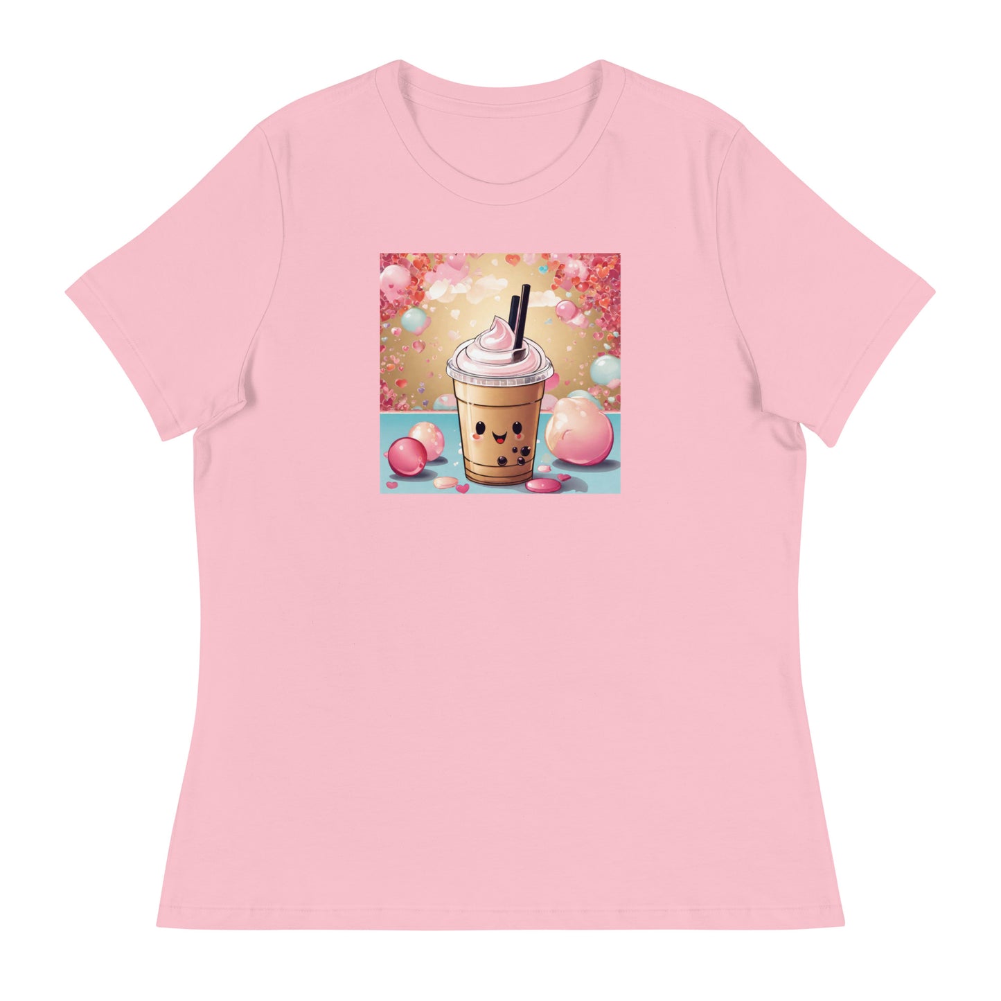 Cute Bubble Milk Tea Women's Boba T-Shirt Pink