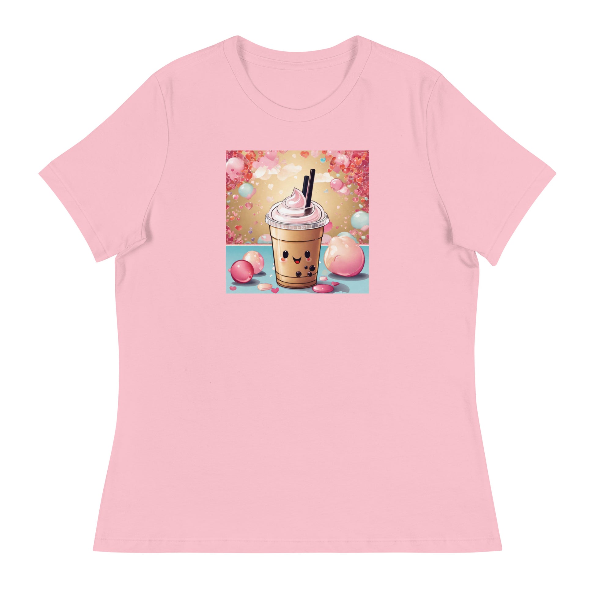 Cute Bubble Milk Tea Women's Boba T-Shirt Pink