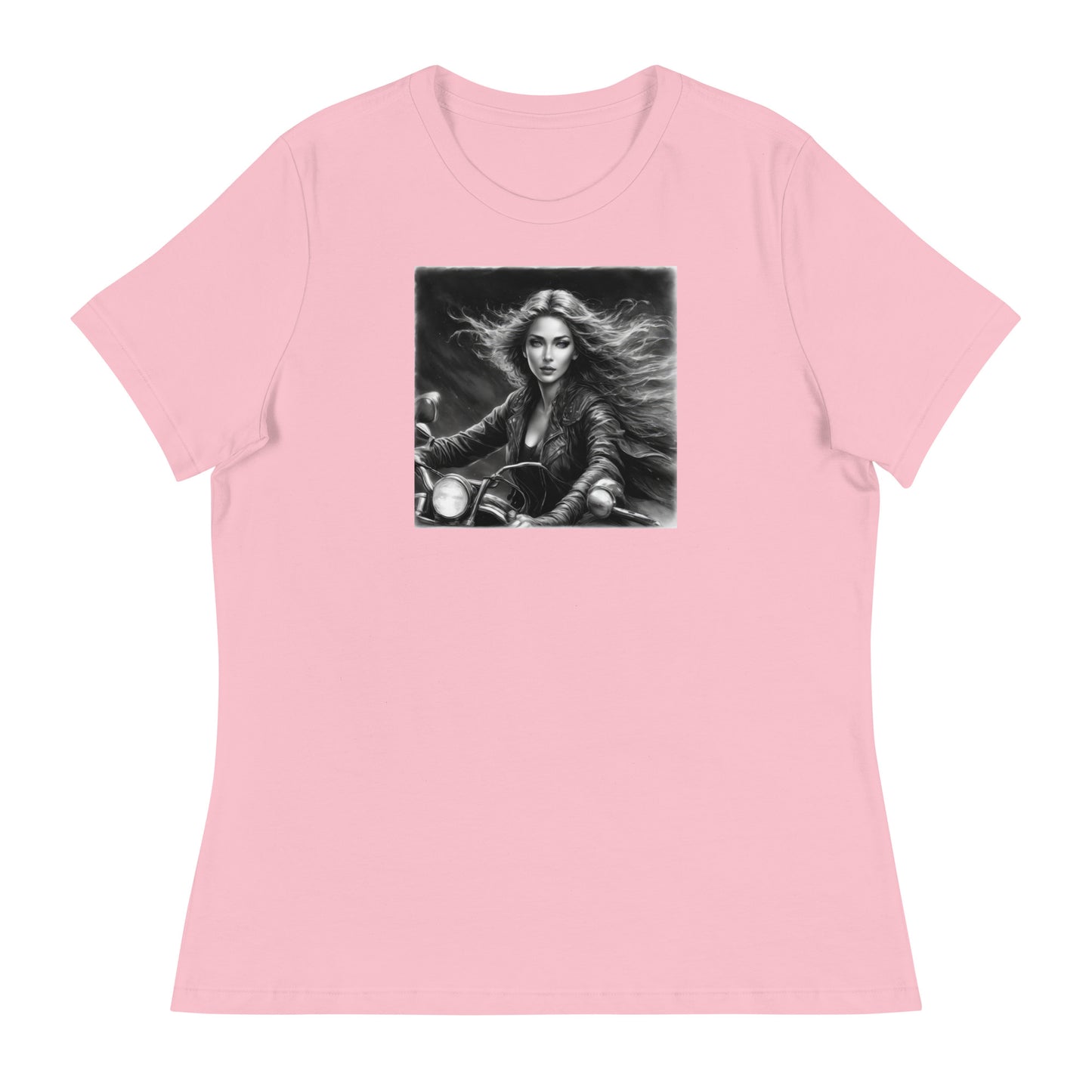 Woman Riding Motorcycle T-Shirt Pink