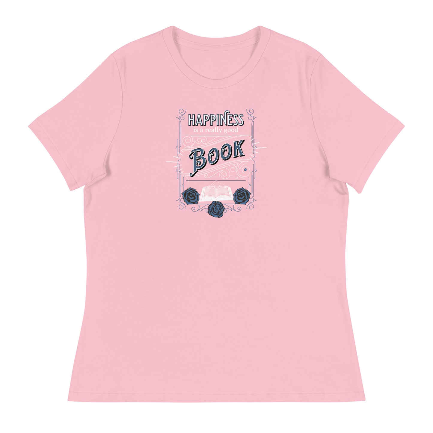 Happiness is a Really Good Book Women's Reader T-Shirt Pink