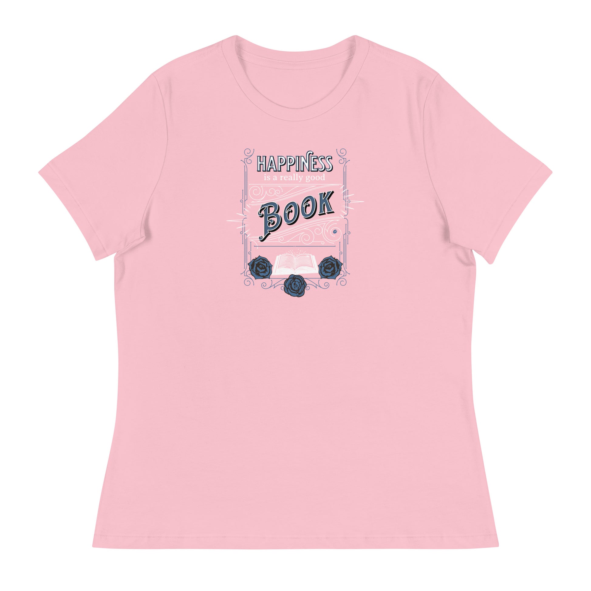 Happiness is a Really Good Book Women's Reader T-Shirt Pink