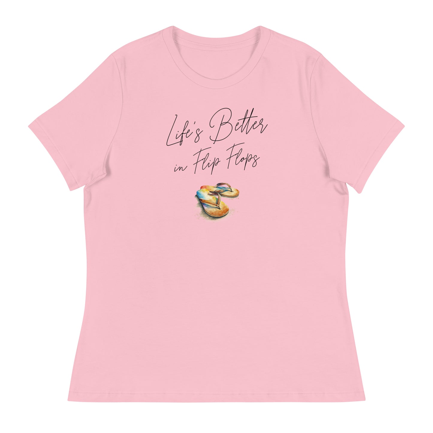 Life's Better in Flip Flops Women's Beach T-Shirt Pink