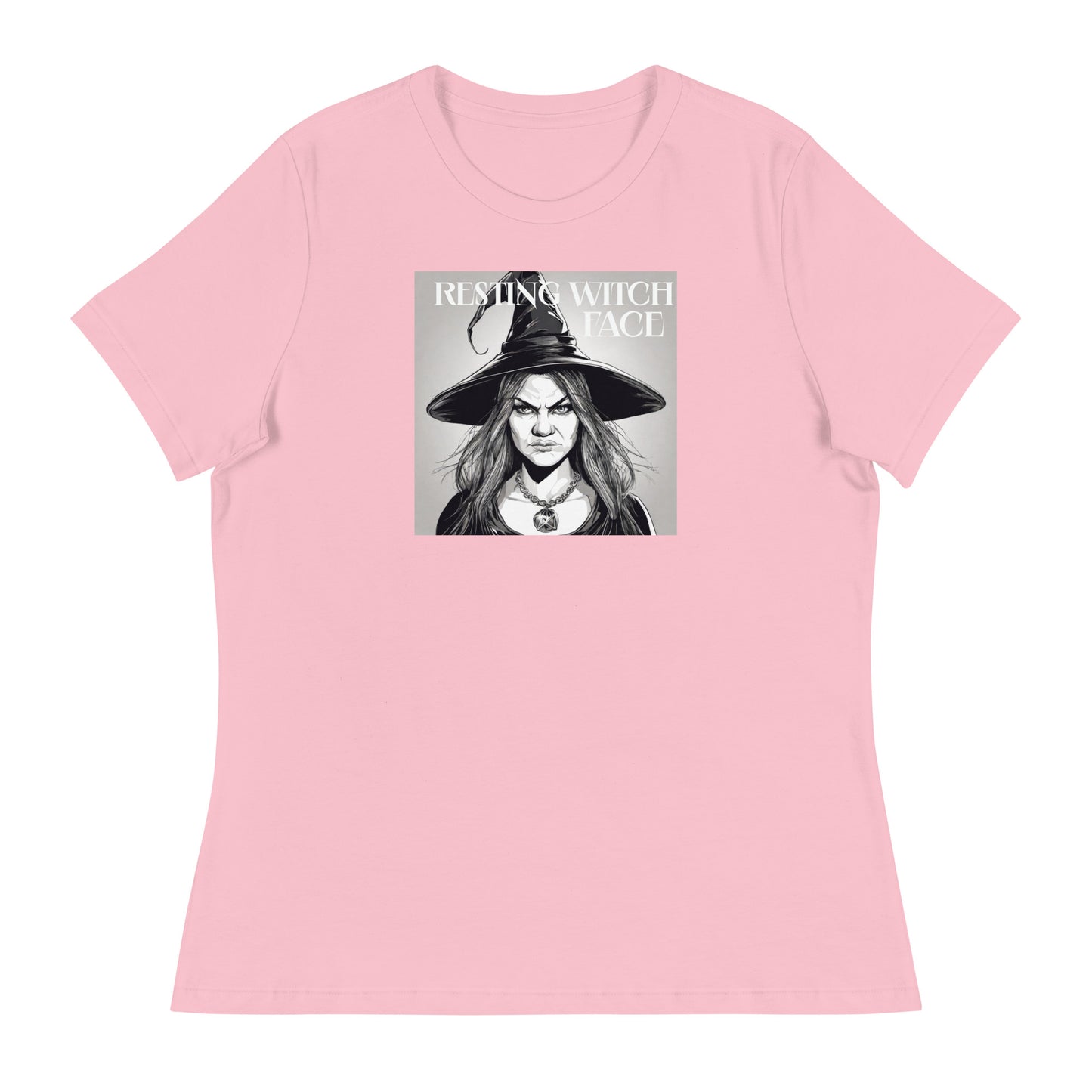 Resting Witch Face Women's Halloween T-Shirt Pink