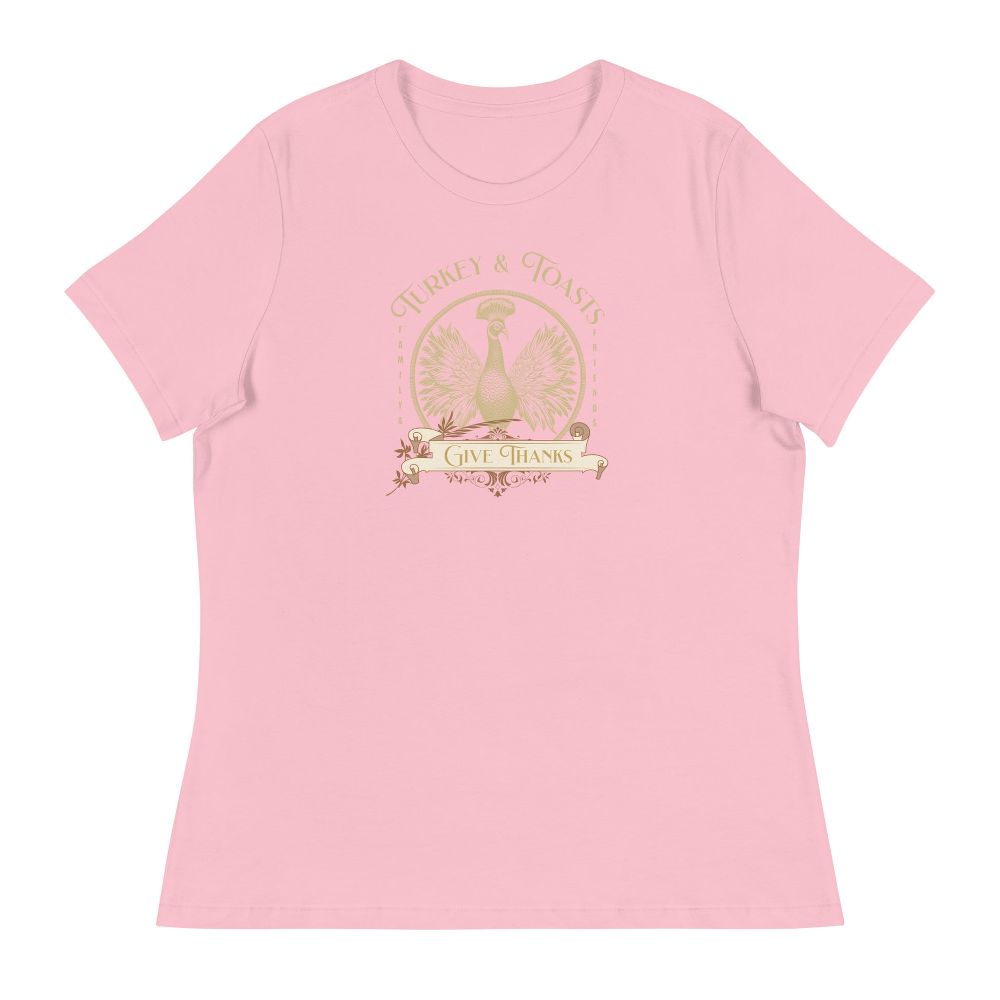 Turkey & Toasts Give Thanks Women's T-Shirt Pink