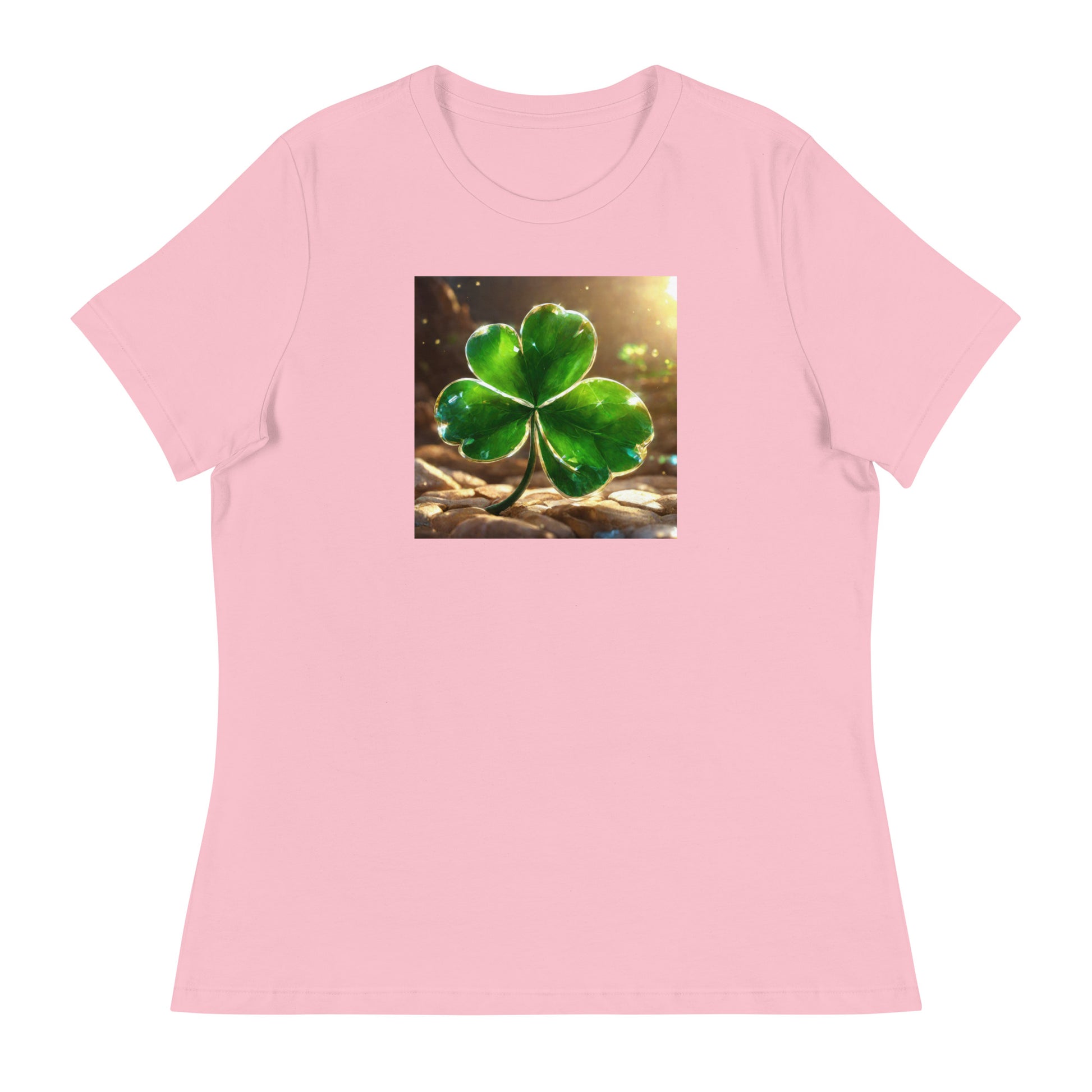 Lucky Four Leaf Clover Women's St Patrick's Day T-Shirt Pink