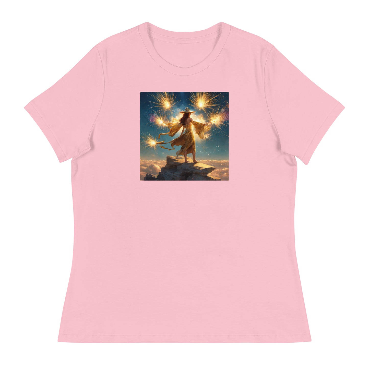 Sorceress Making Fireworks Women's 4th of July T-Shirt Pink