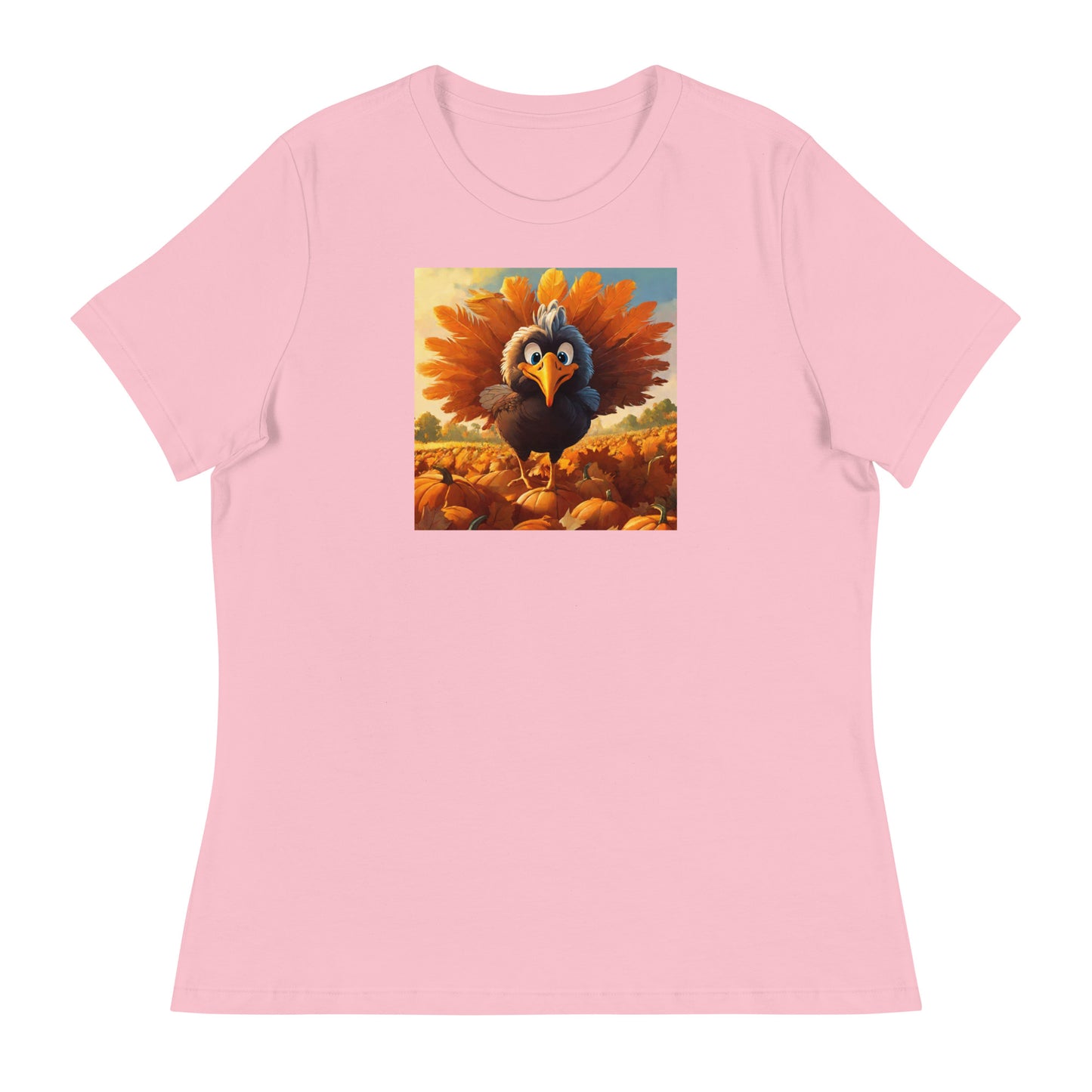 Cute Turkey Women's Thanksgiving T-Shirt Pink