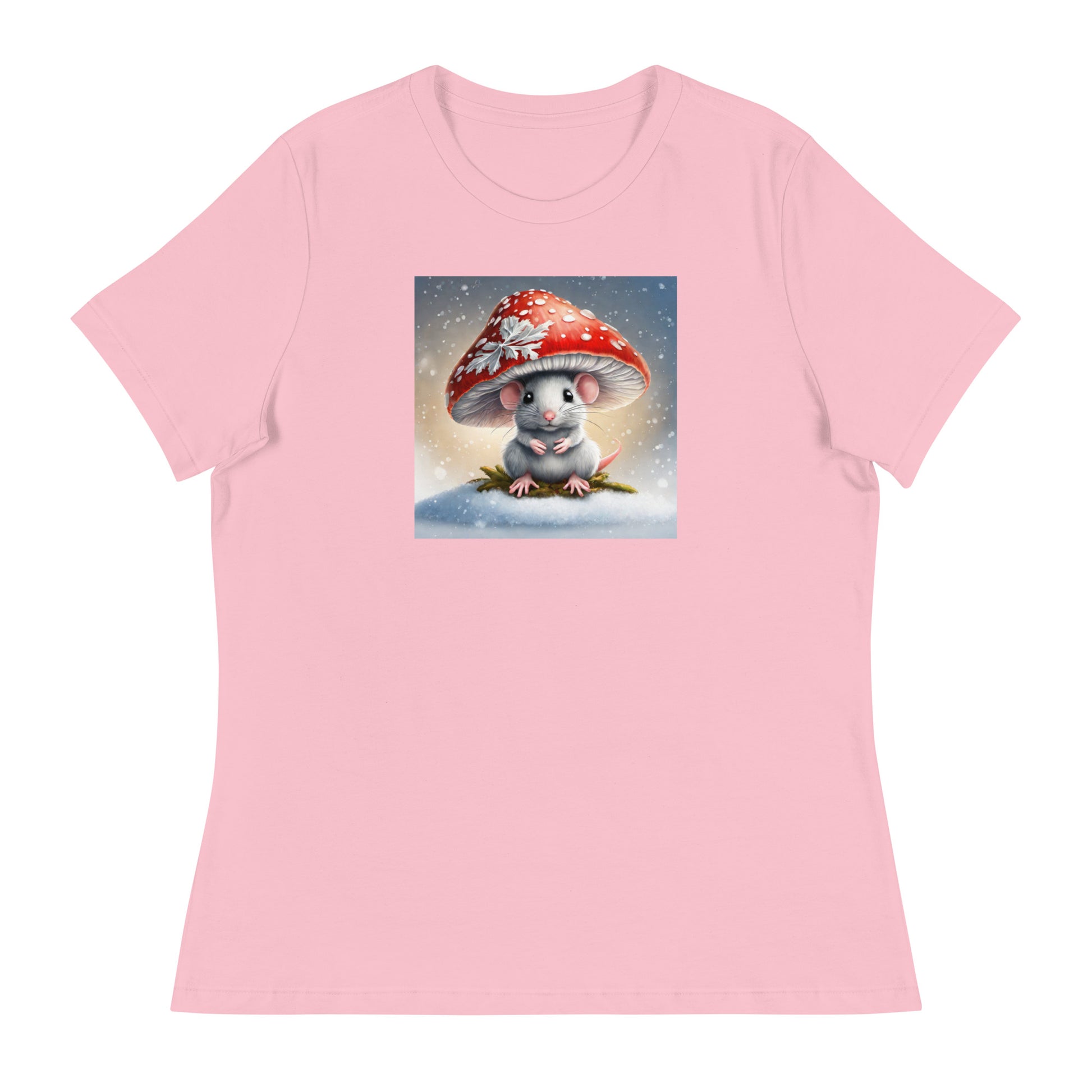 Winter Mouse Women's Holiday T-Shirt Pink