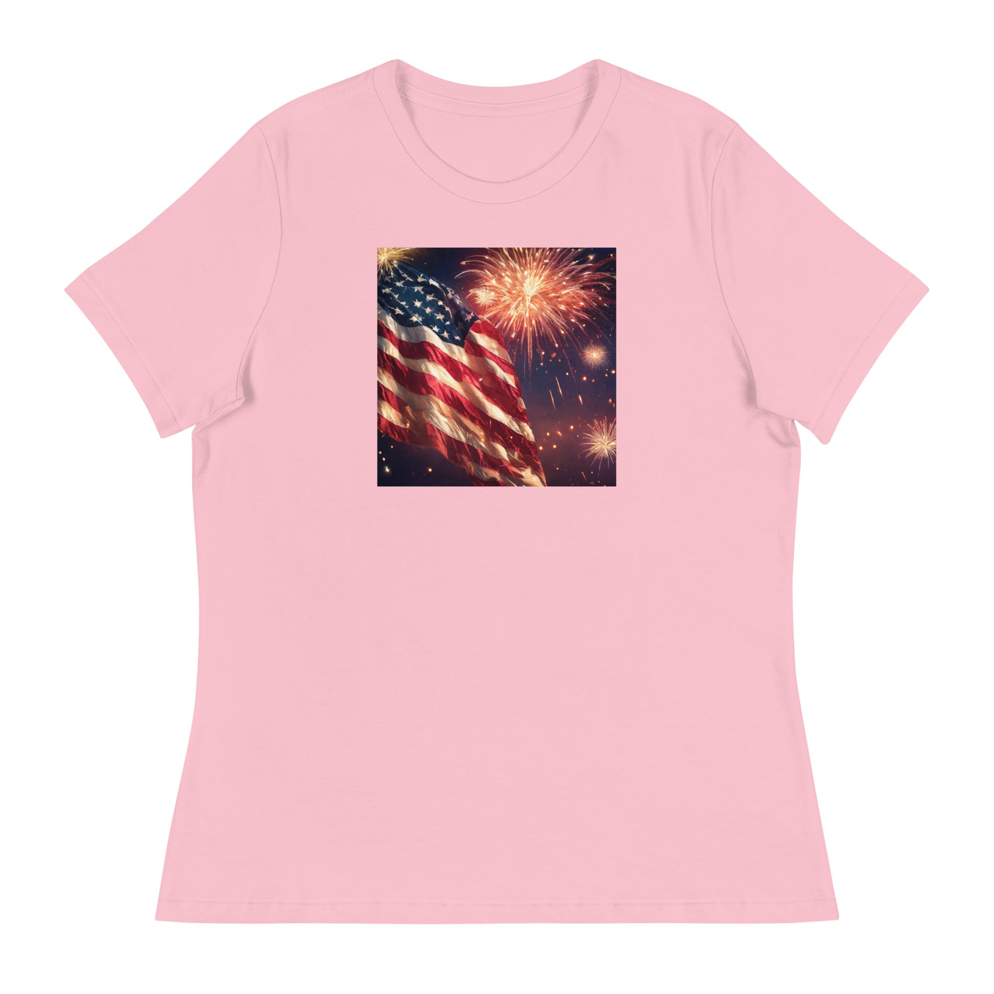 American Flag Women's 4th of July T-Shirt Pink