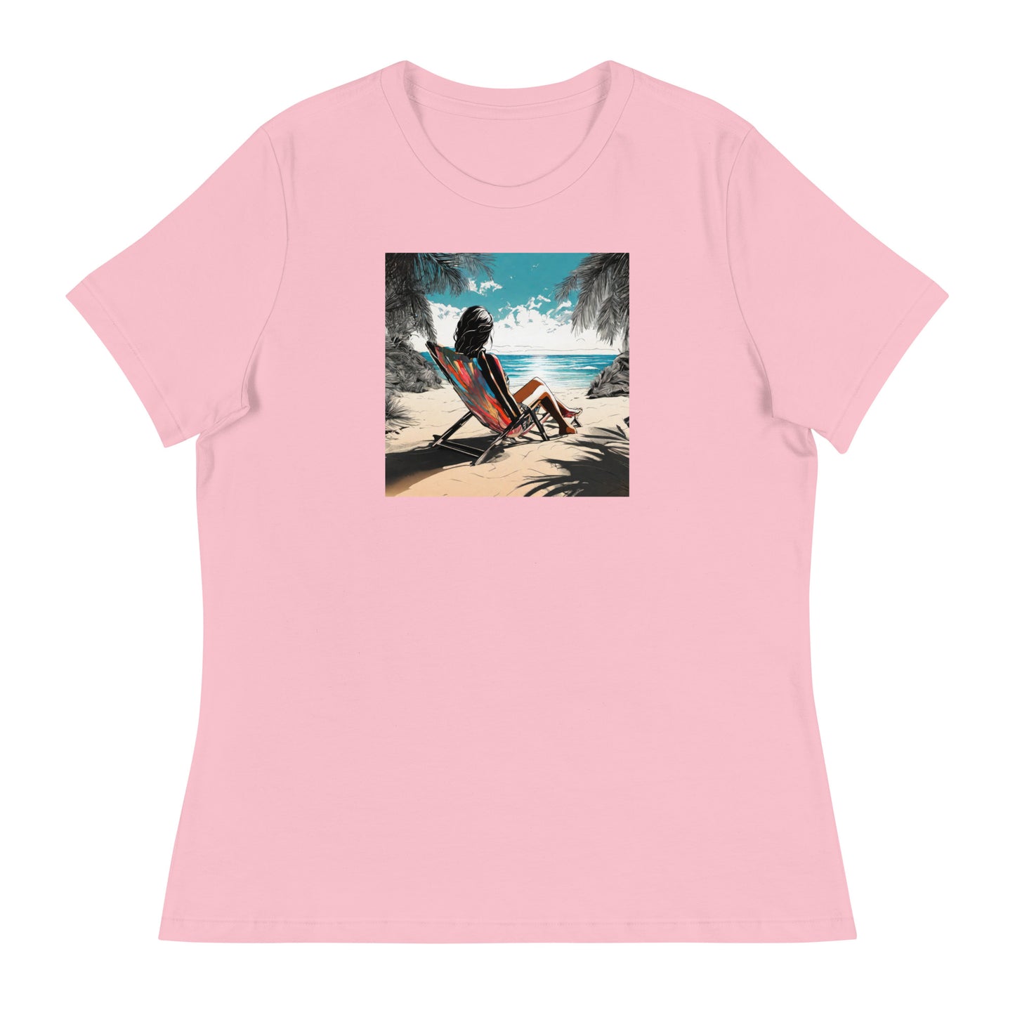 Relaxing on the Beach Women's Summer T-Shirt Pink