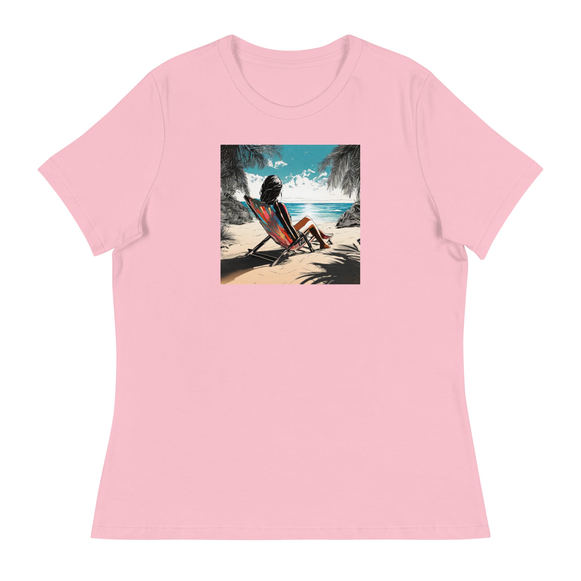 Relaxing on the Beach Women's Summer T-Shirt Pink