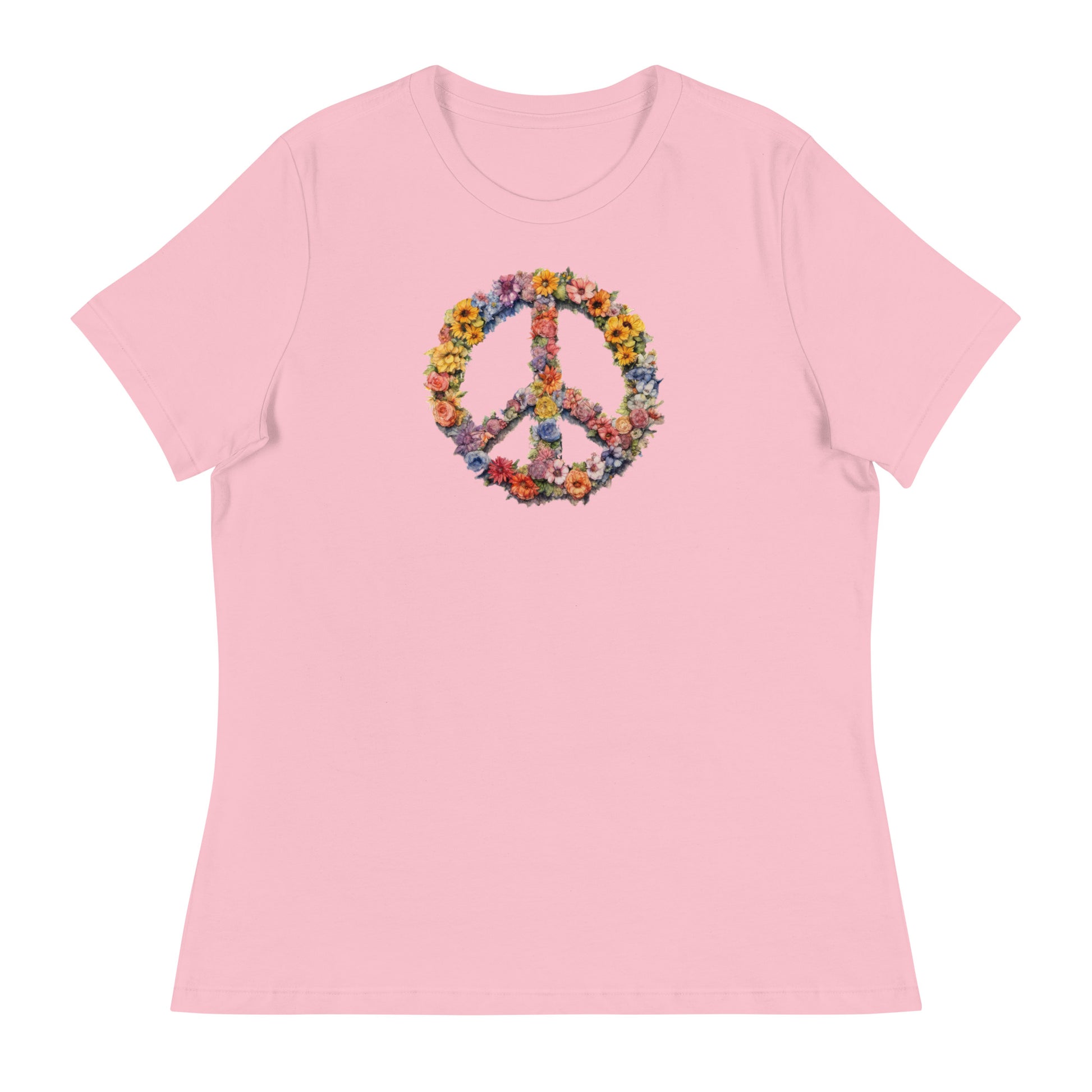 Flower Peace Sign Women's T-Shirt Pink