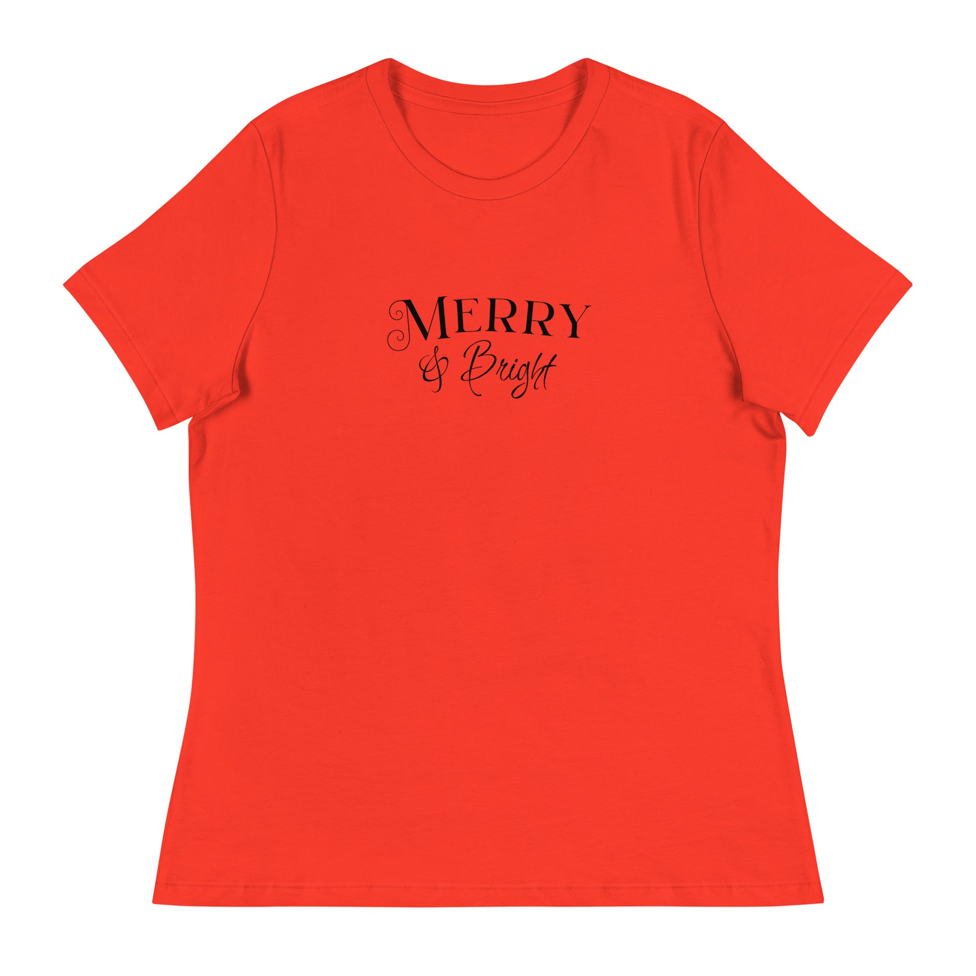 Merry & Bright Women's Christmas T-Shirt Poppy