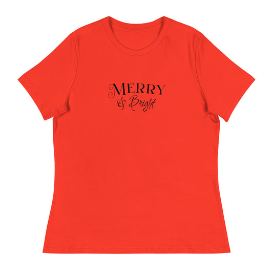 Merry & Bright Women's Christmas T-Shirt Poppy