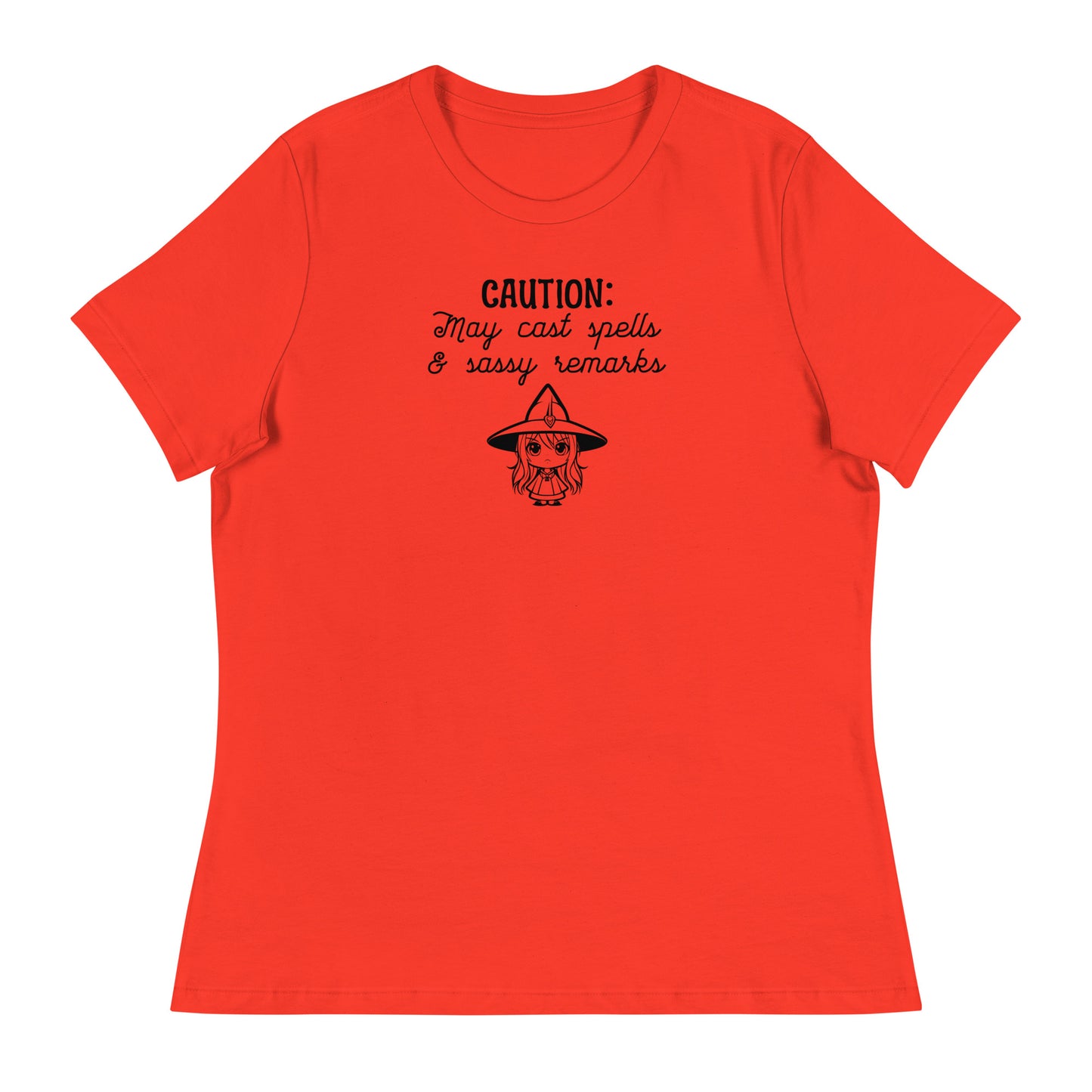 CAUTION: May Cast Spells & Sassy Remarks Women's Halloween T-Shirt Poppy