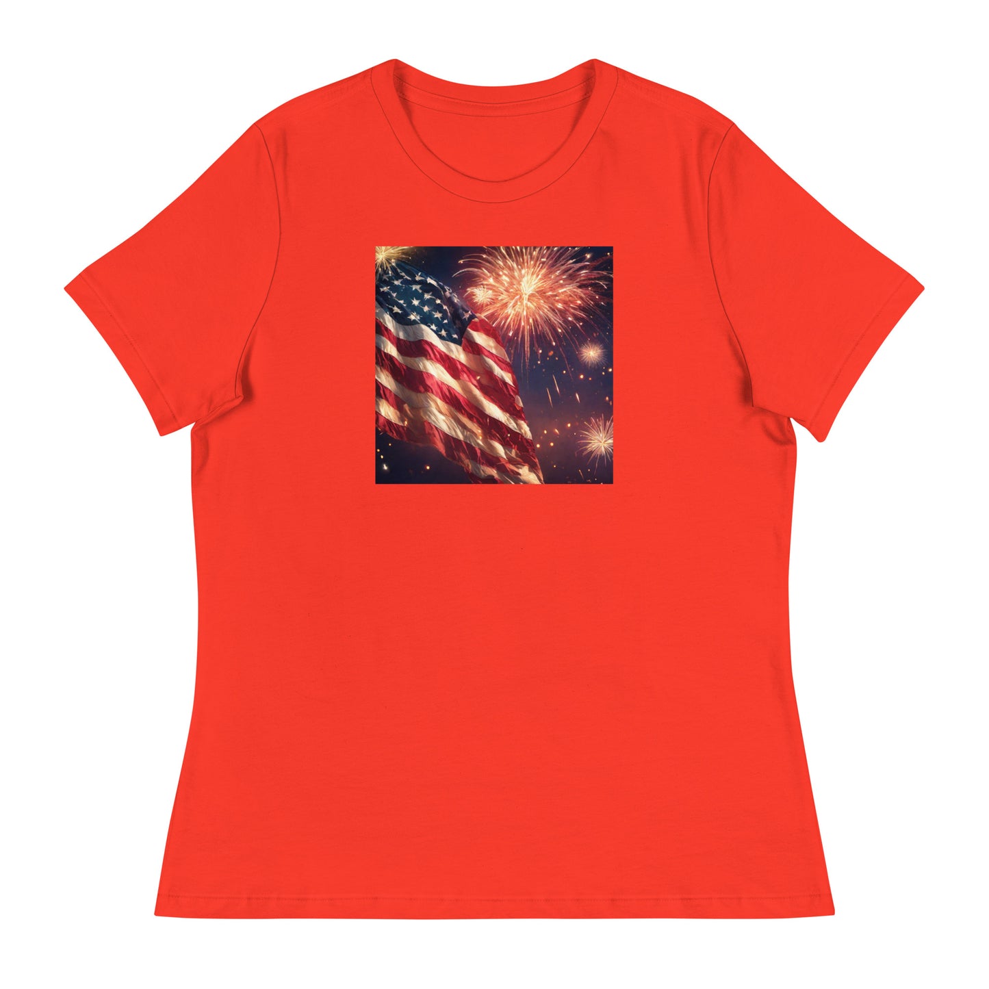 American Flag Women's 4th of July T-Shirt Poppy