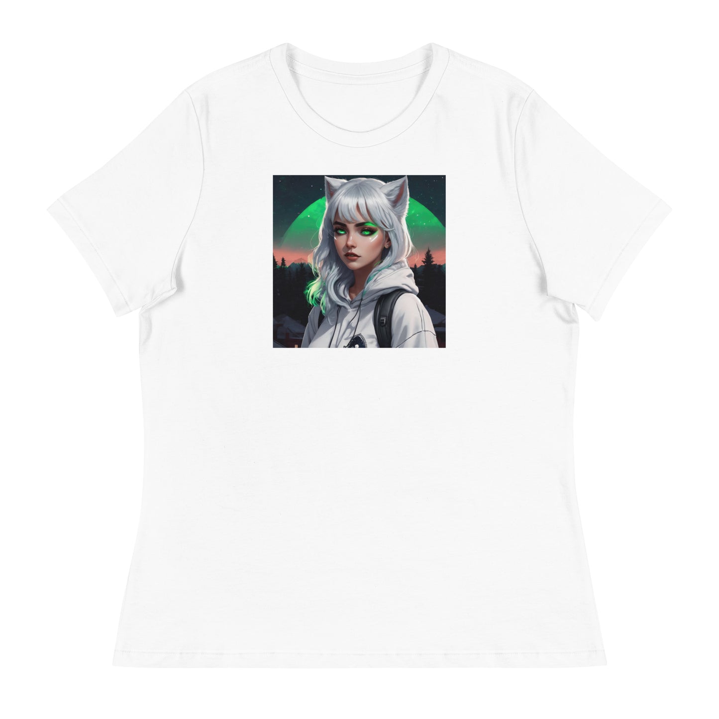 Cute Fox Girl Women's Graphic Tee White