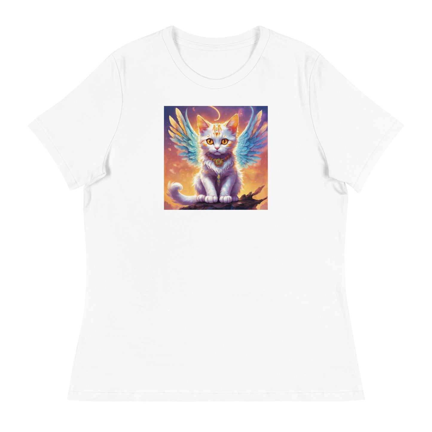 Cat with Wings Women's Graphic Tee White