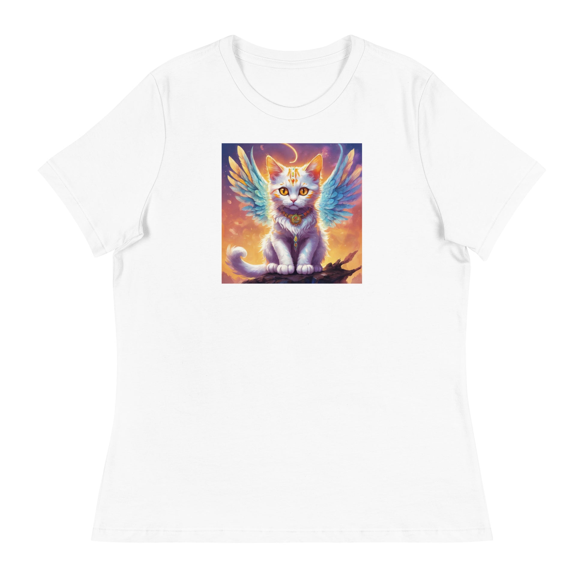 Cat with Wings Women's Graphic Tee White