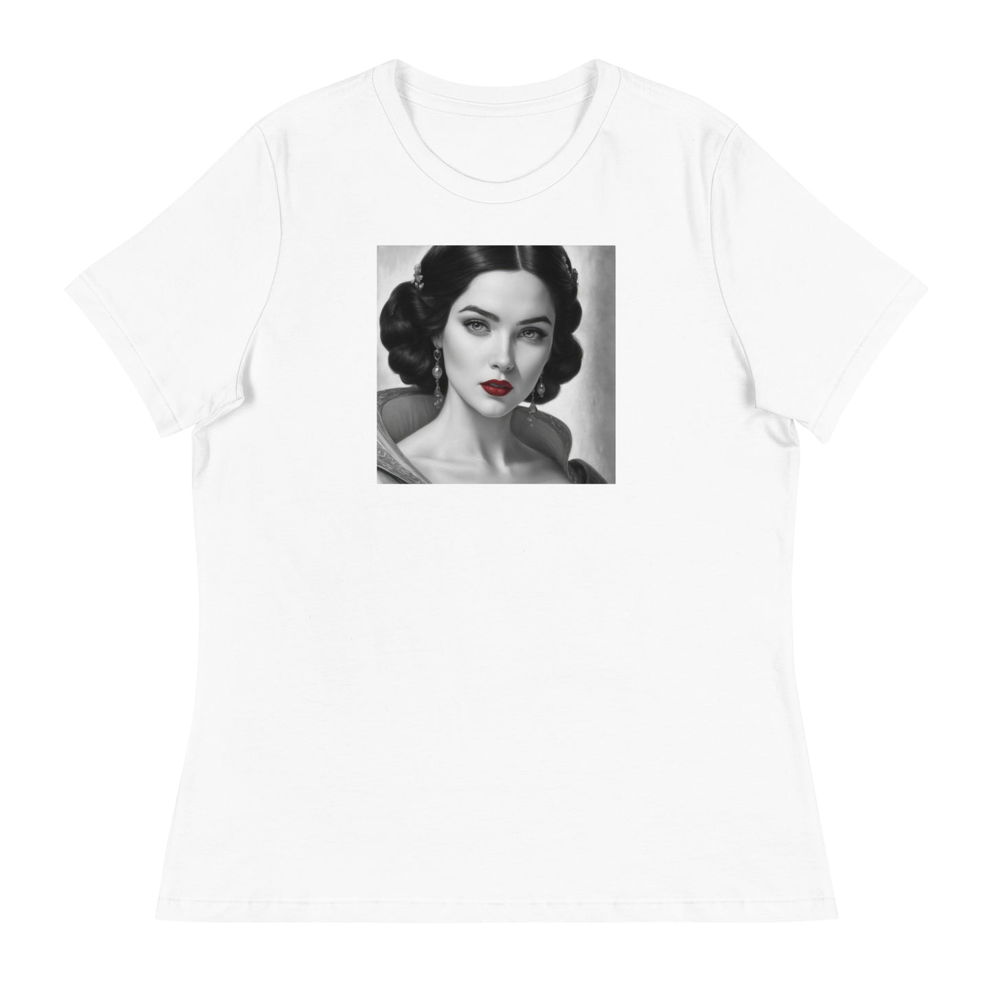 Snow White Portrait Women's Fairy Tale T-Shirt White