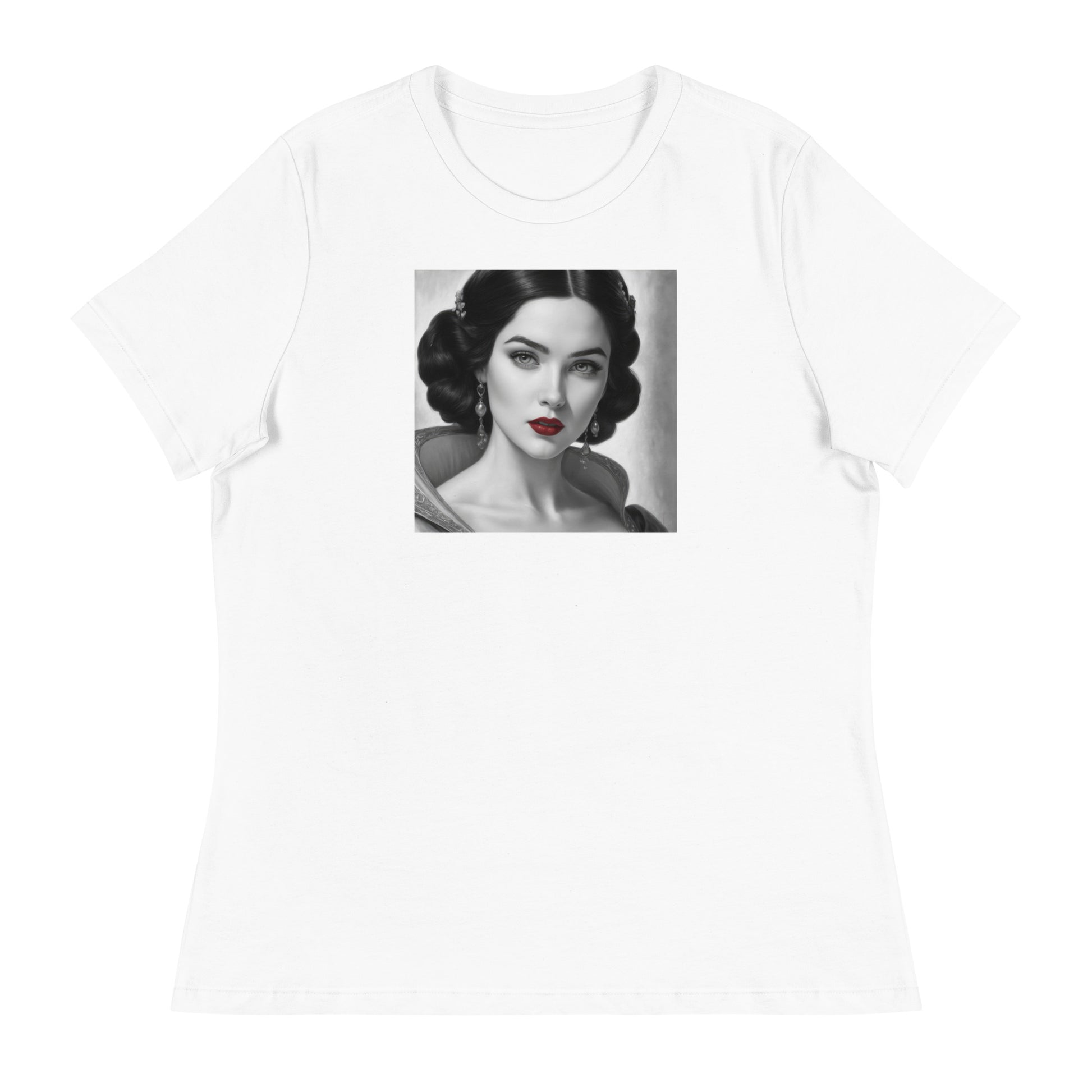 Snow White Portrait Women's Fairy Tale T-Shirt White