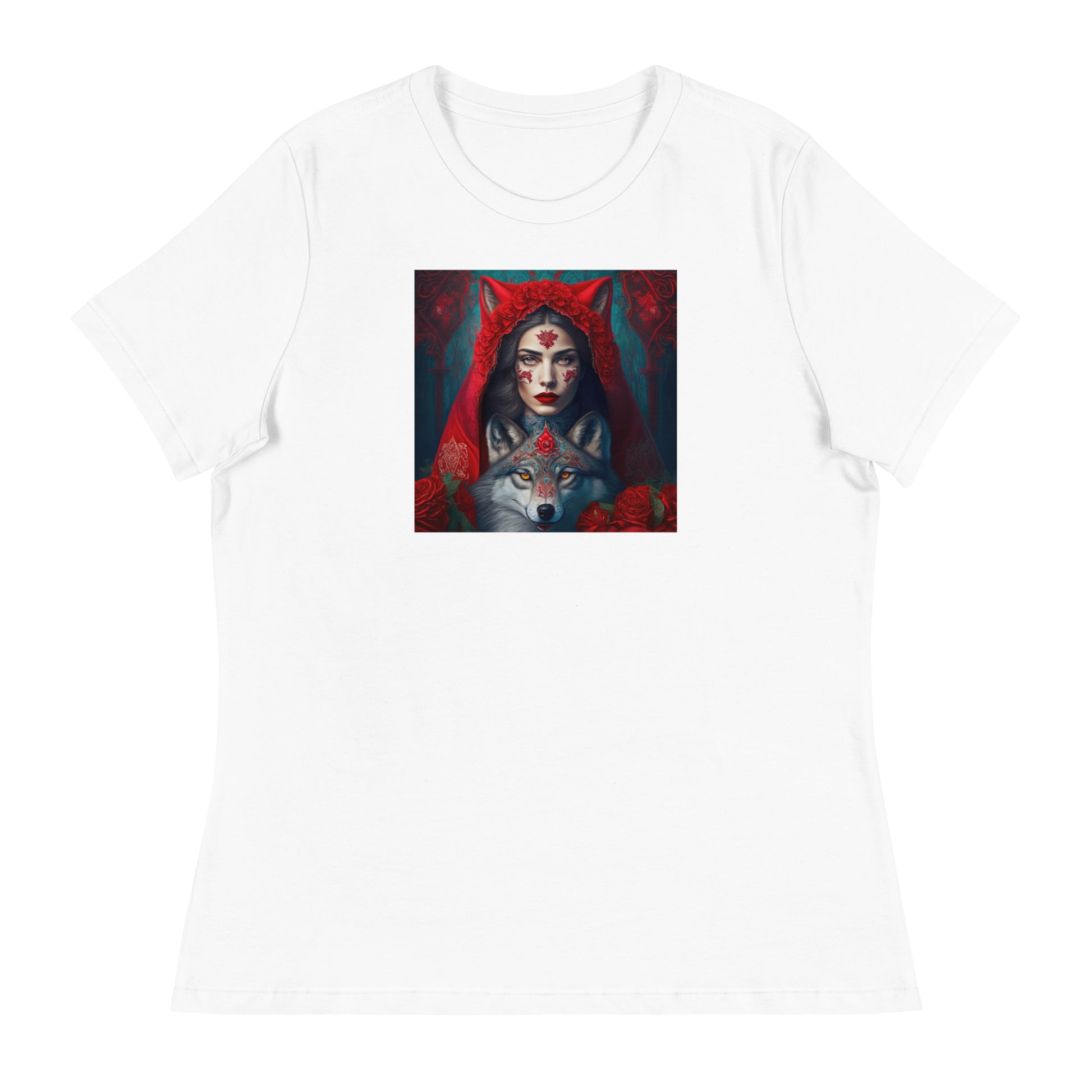 Red Riding Hood Unites with the Wolf Women's T-Shirt White