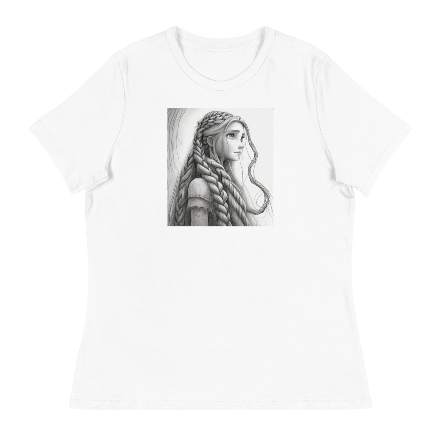 Rapunzel Sketch Women's Fairy Tale T-Shirt White