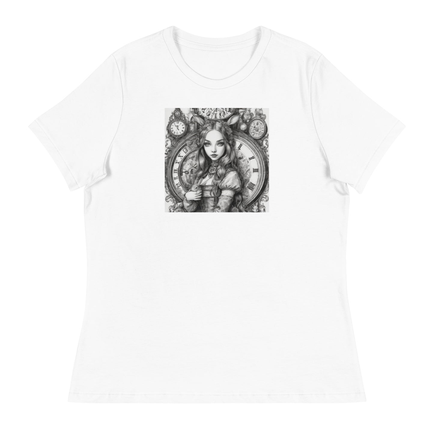 Alice in Wonderland Clockwork Women's T-Shirt White