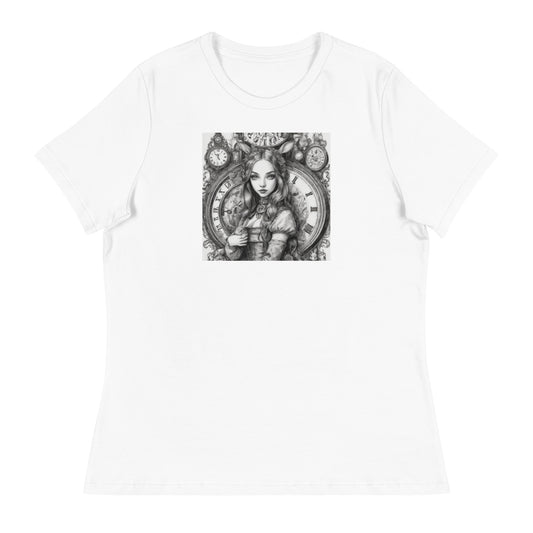 Alice in Wonderland Clockwork Women's T-Shirt White