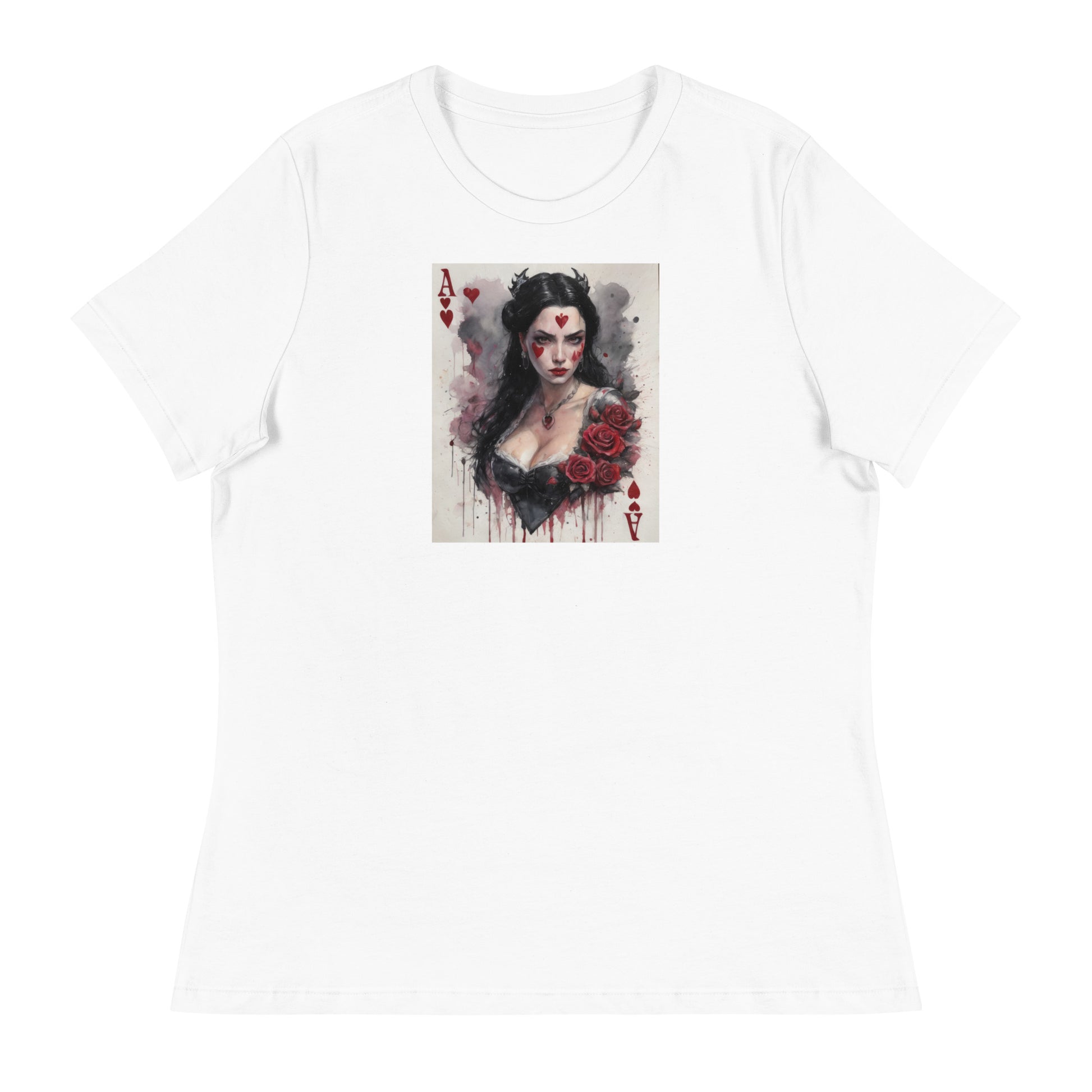 Queen of Hearts Playing Card Women's T-Shirt White