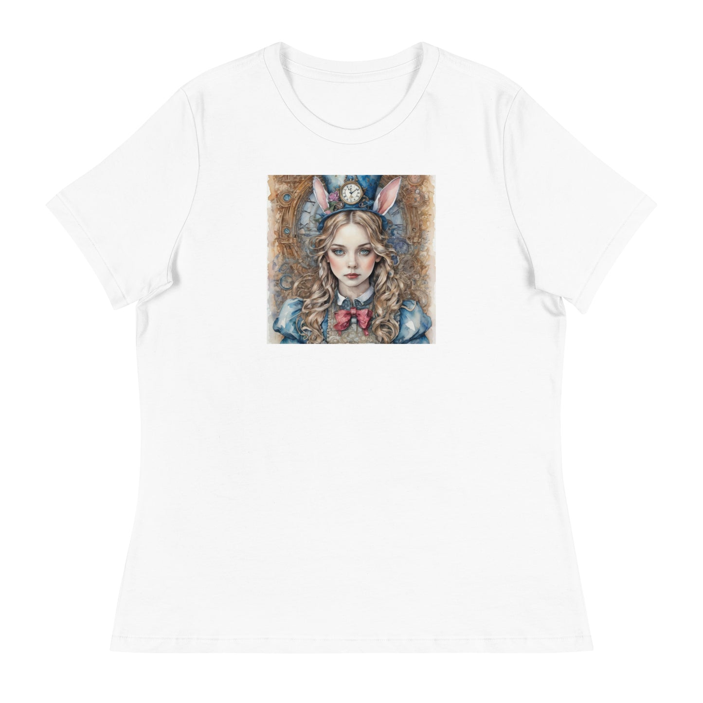 Alice in Wonderland with Bunny Ears Women's T-Shirt White