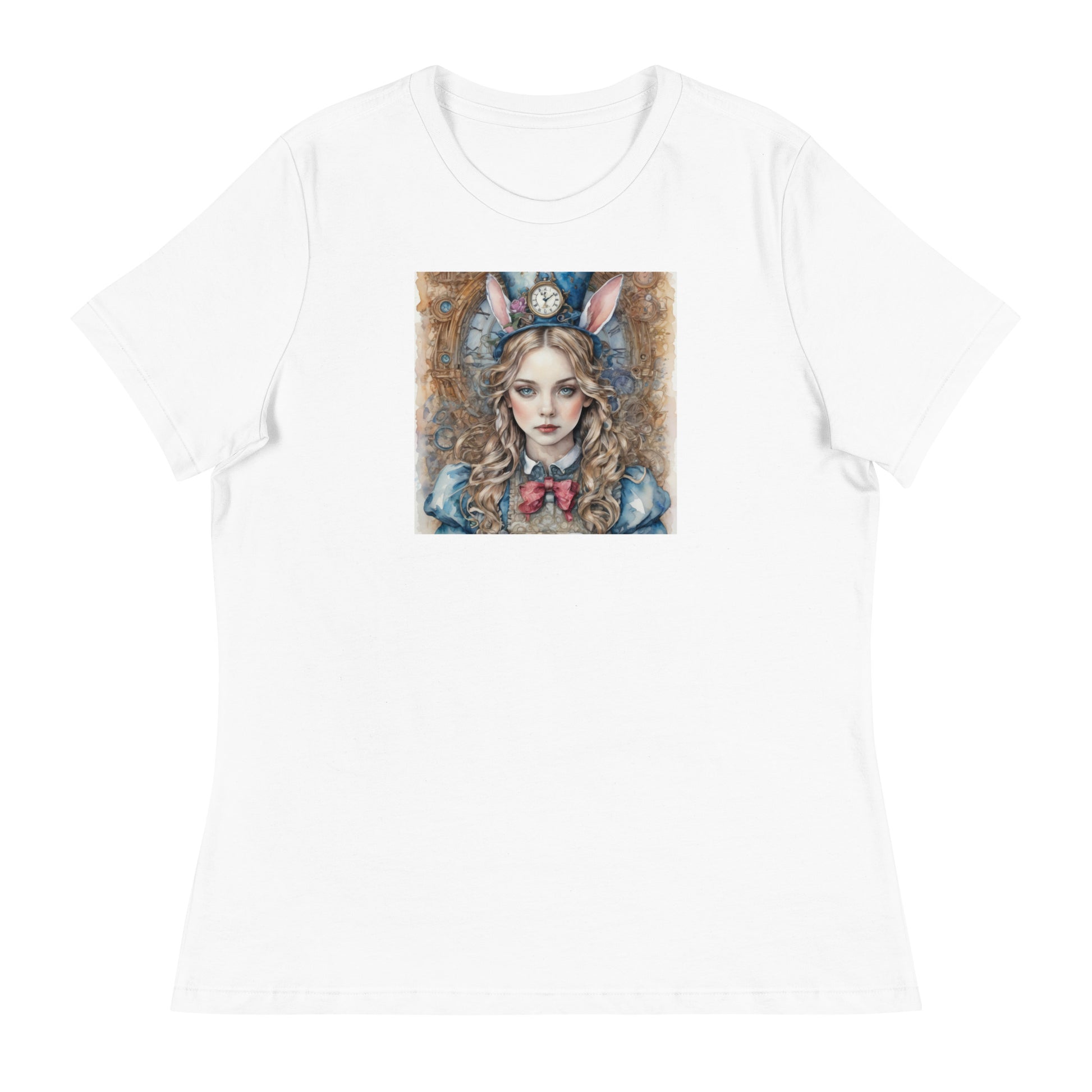 Alice in Wonderland with Bunny Ears Women's T-Shirt White