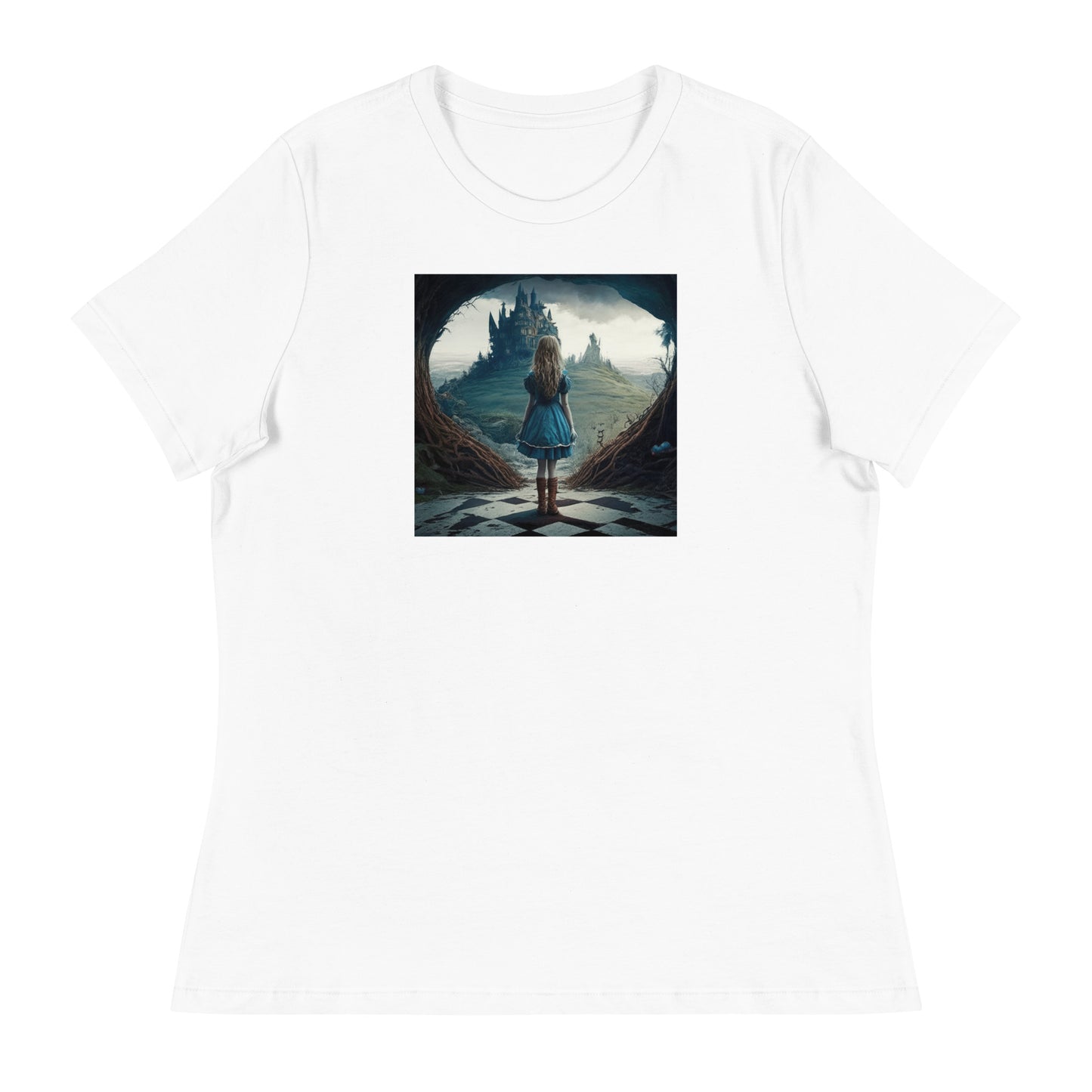 Alice Entering Wonderland Women's Fantasy Graphic Tee White