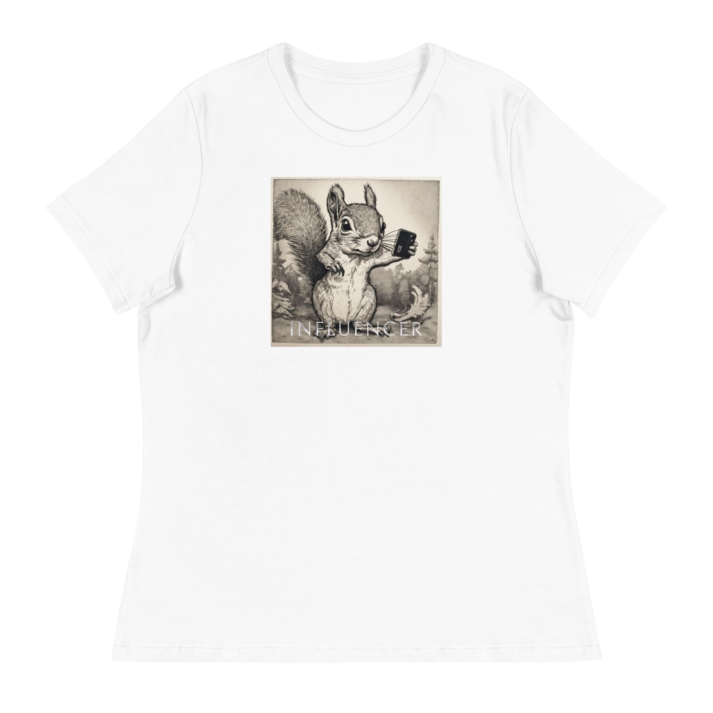 Squirrel Influencer Women's Funny Shirt White