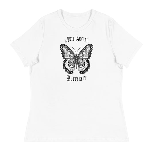 Anti-Social Butterfly Women's Funny T-Shirt White