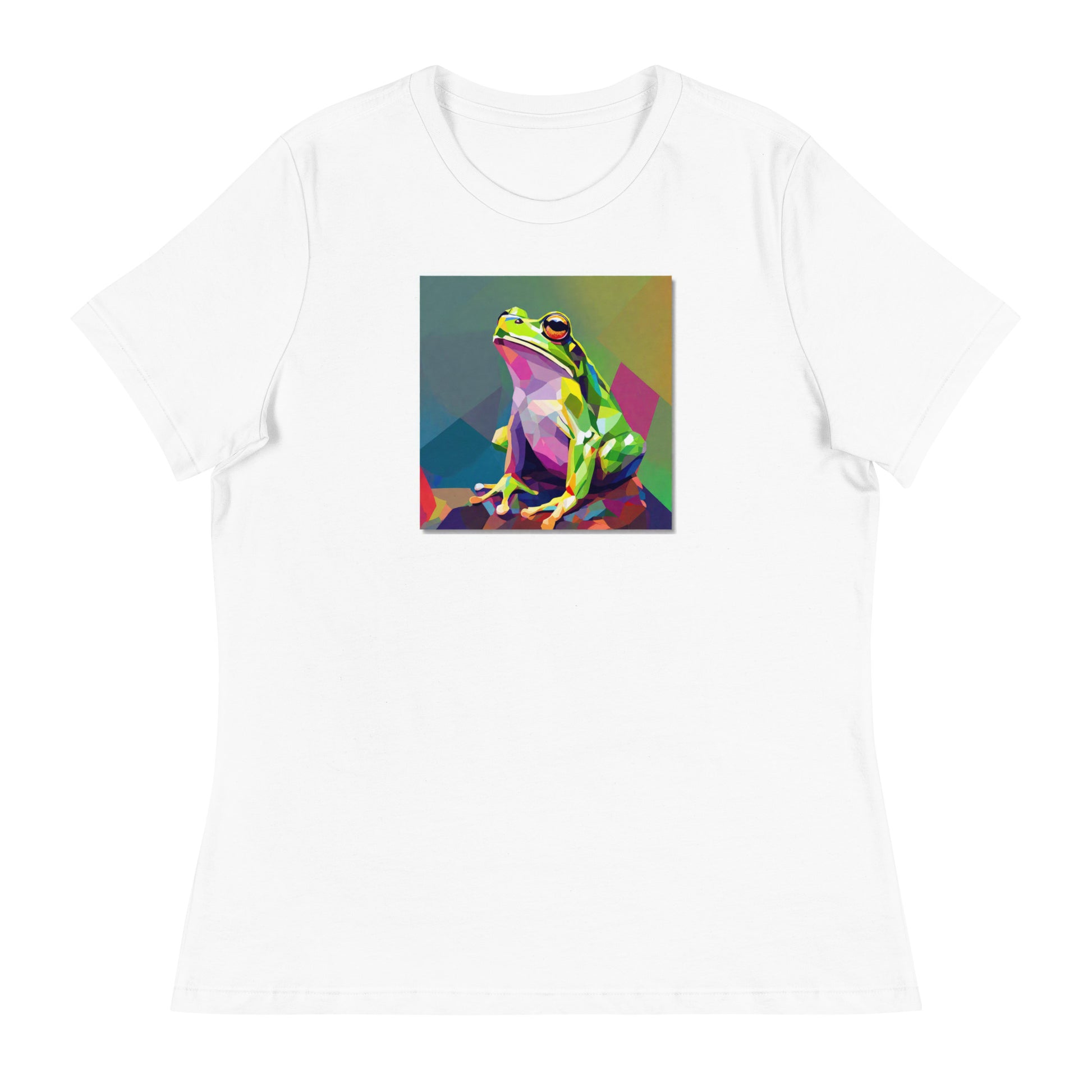 Geometric Frog Women's Animal T-Shirt White