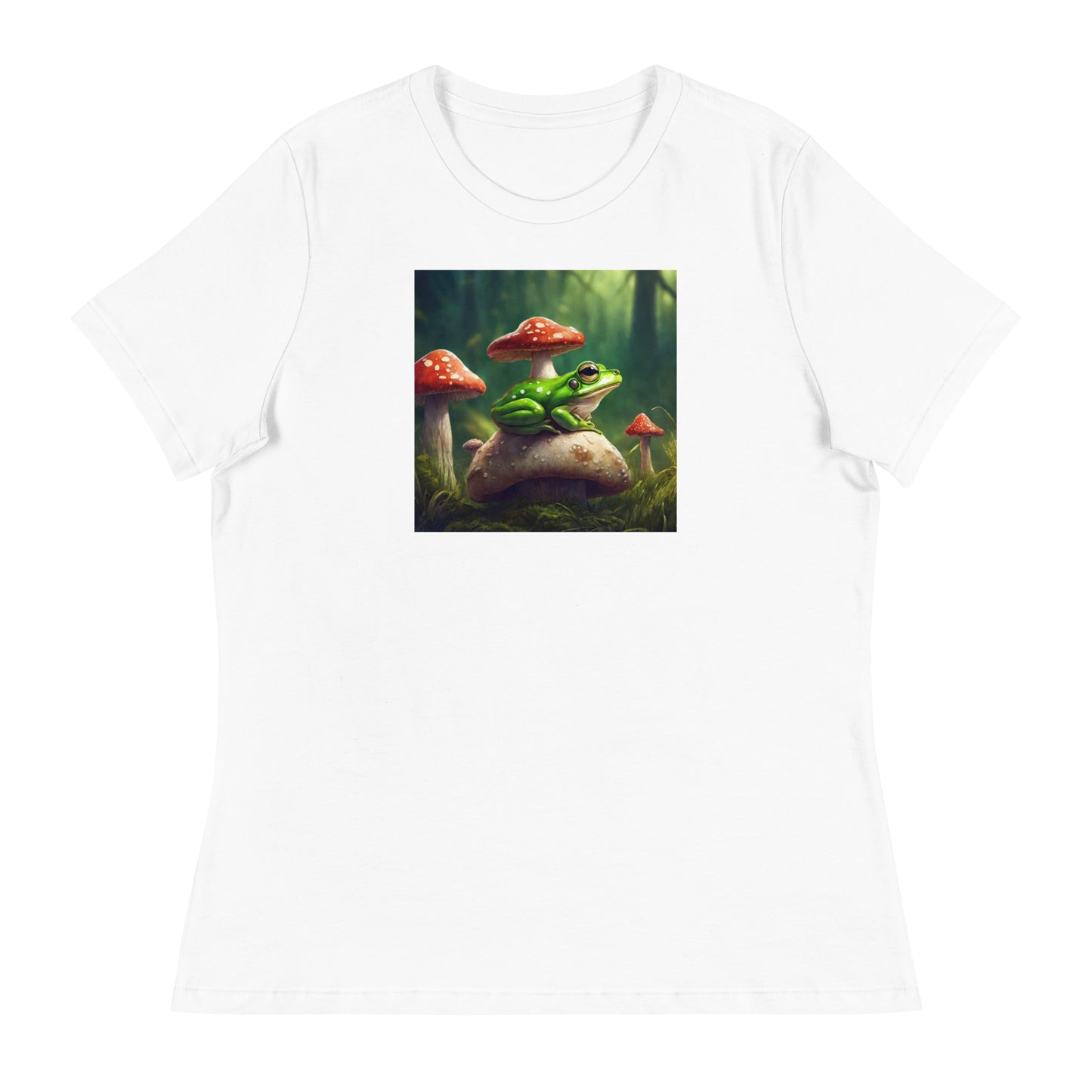 Frog & Mushrooms Women's Animal T-Shirt White