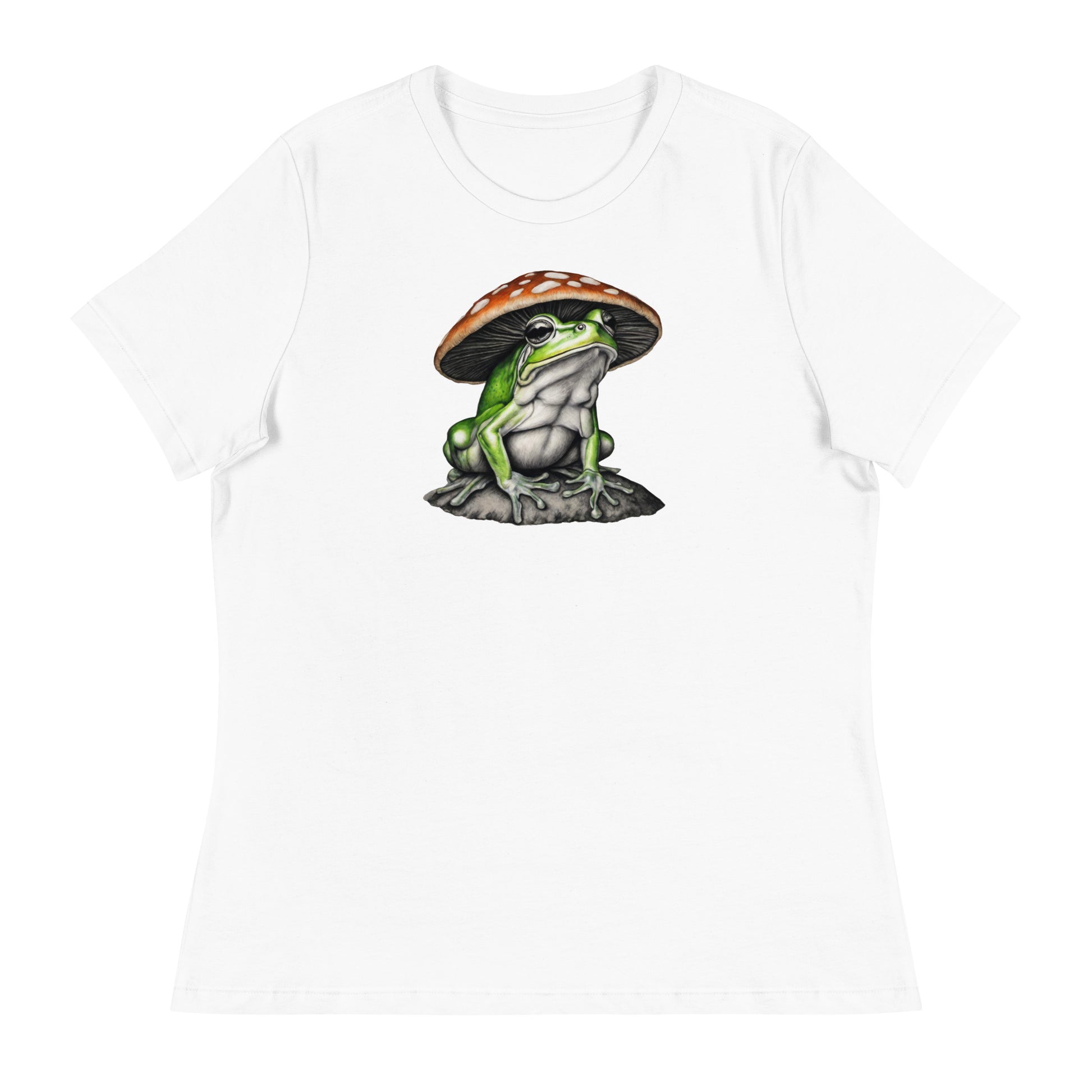 Frog in Shroom Cap Women's Graphic Tee White