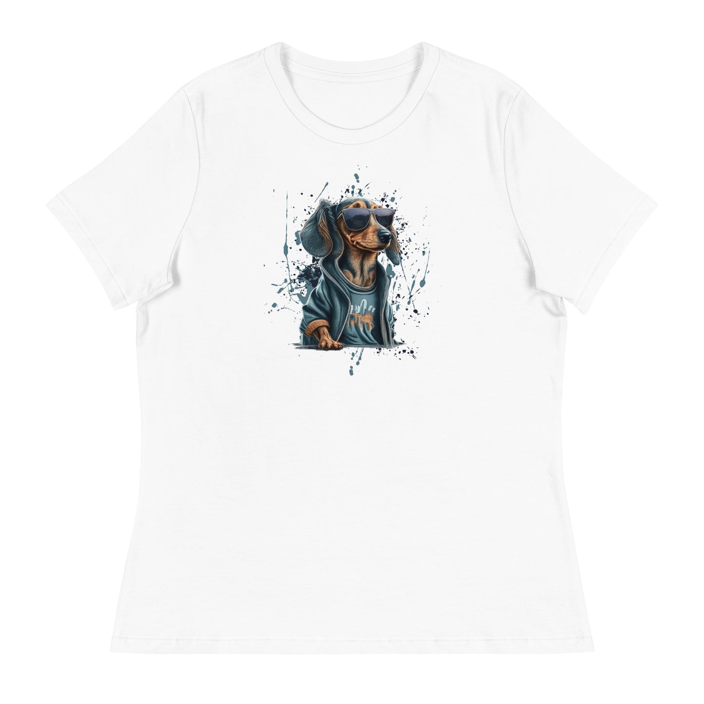 Cool Dachshund in Sunglasses Women's Dog T-Shirt White