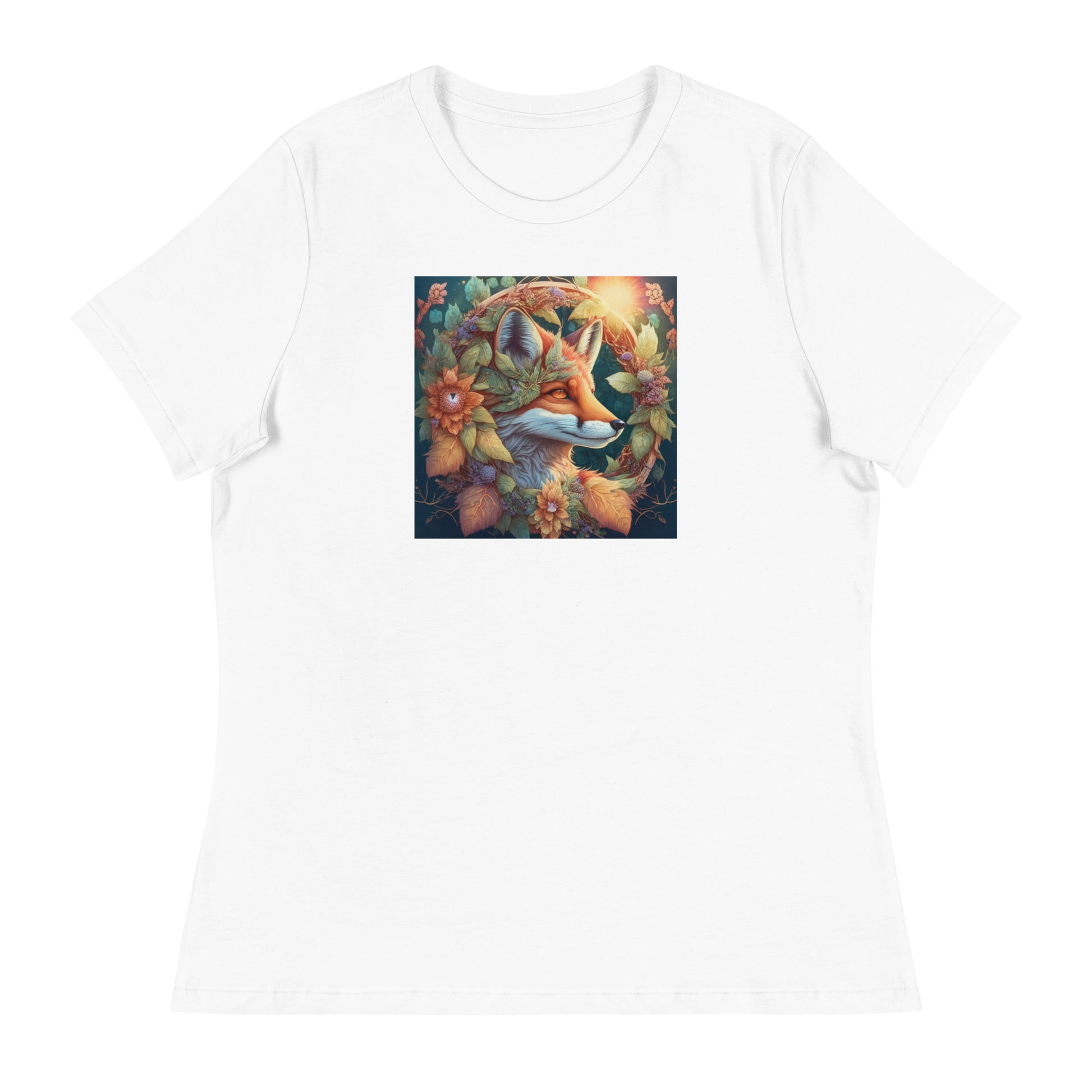 Red Fox Wreath Women's Animal Lover T-Shirt White