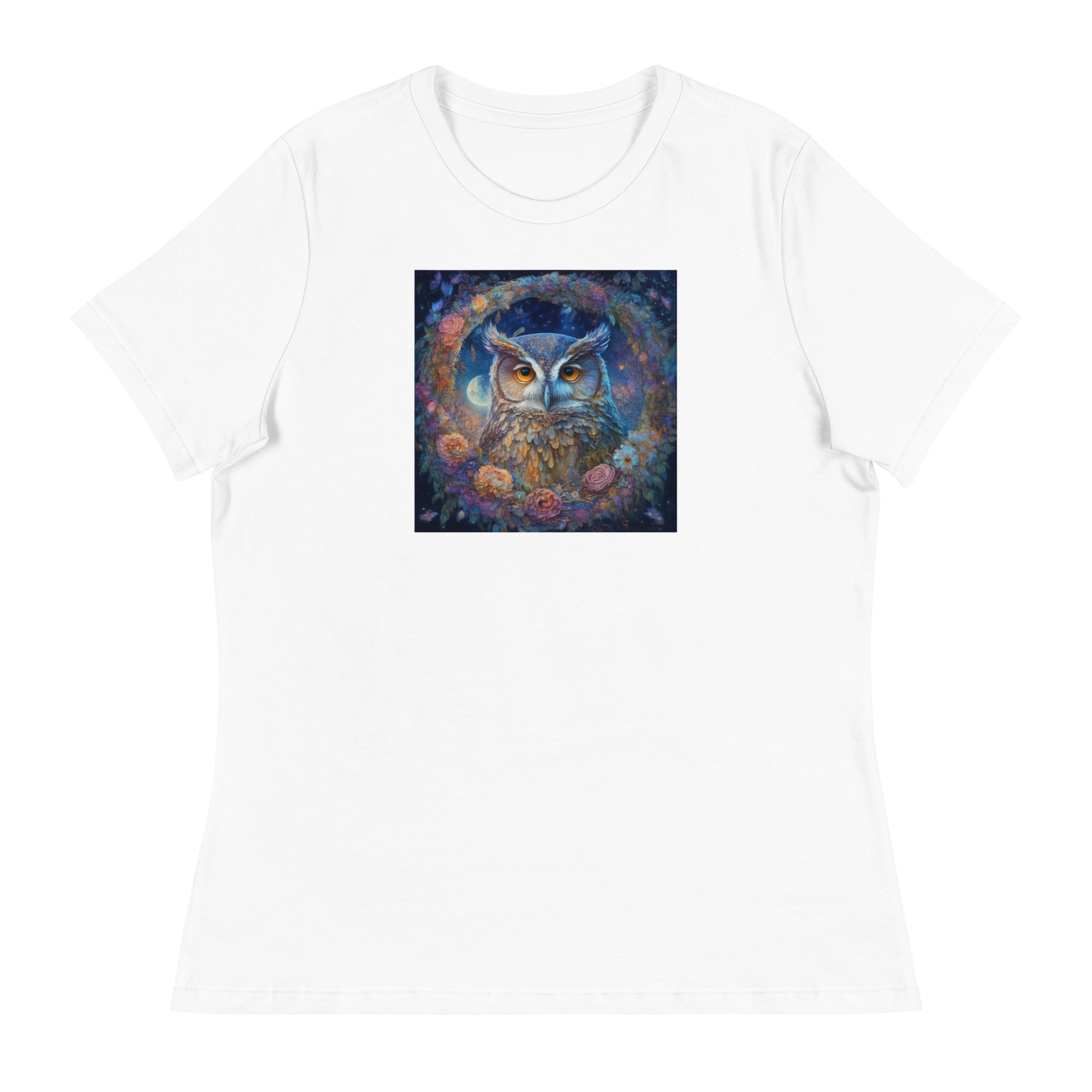 Owl Wreath Women's Animal Lover T-Shirt White